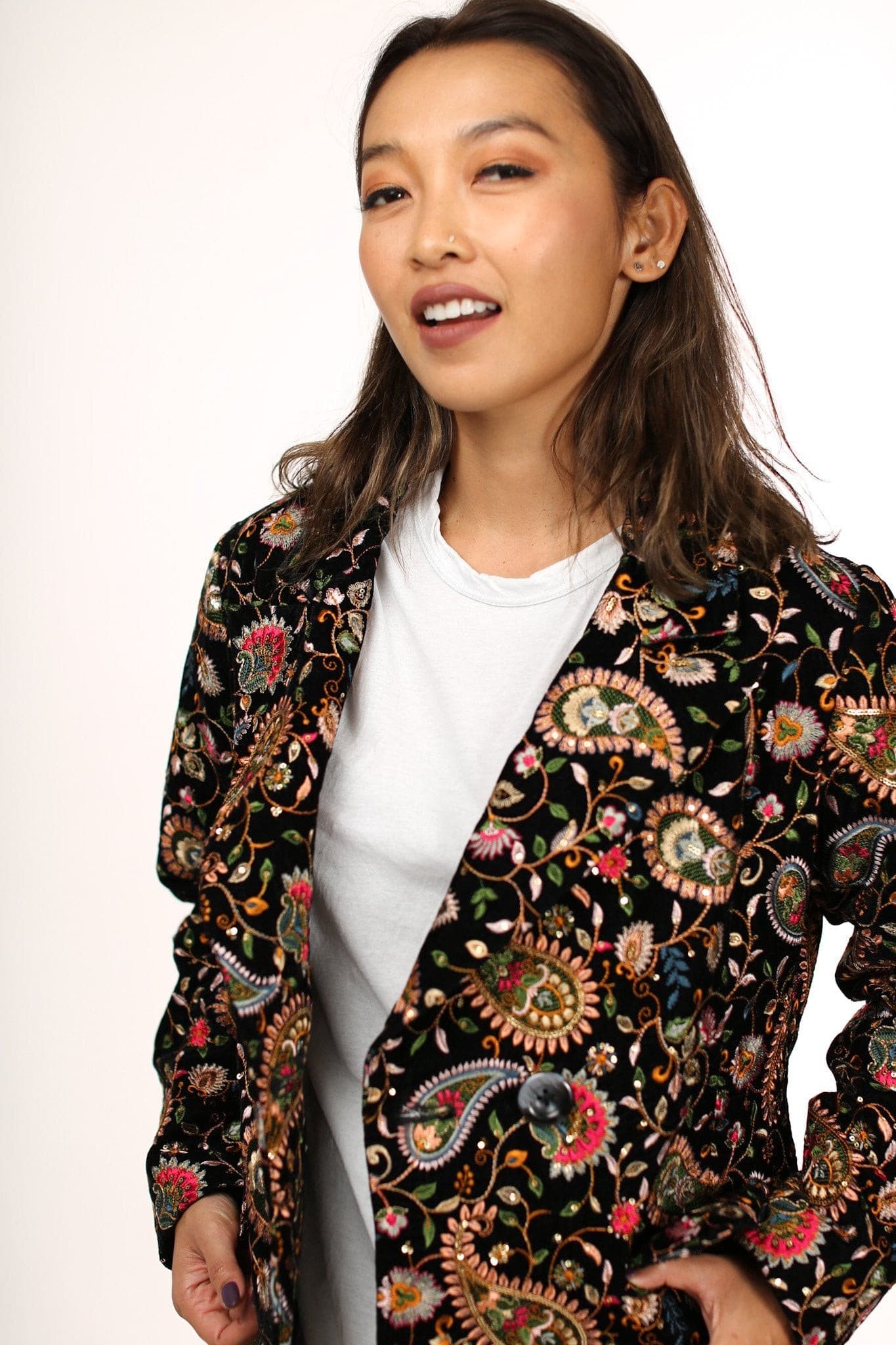 JACKET FRIDA EMBROIDERED VELVET - BANGKOK TAILOR CLOTHING STORE - HANDMADE CLOTHING