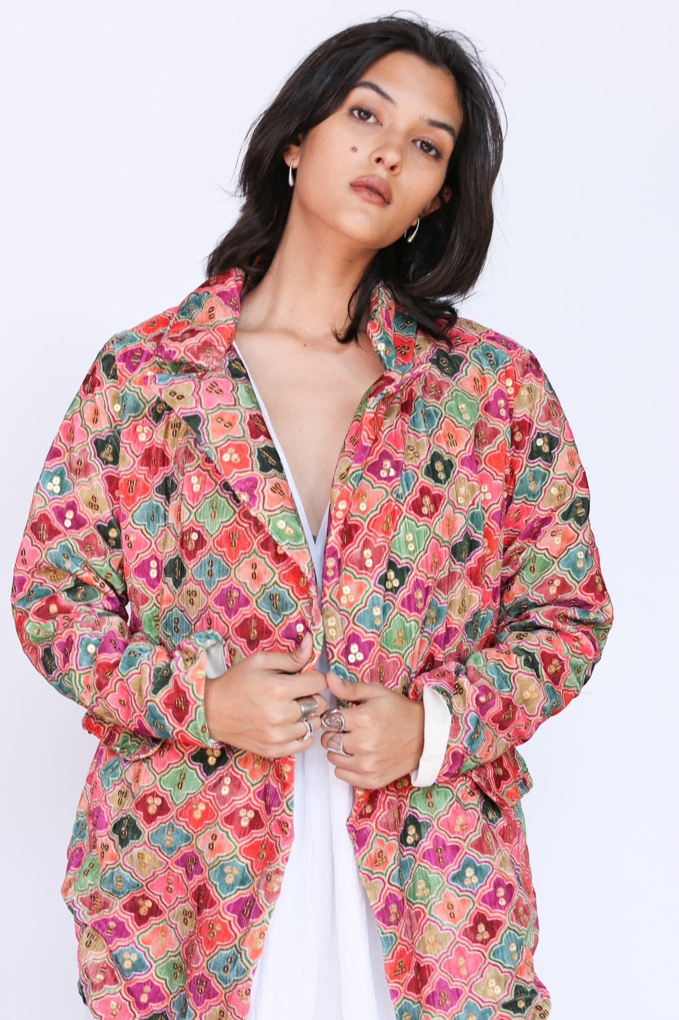 Jacket Frida Velvet Embroidered Sequin - BANGKOK TAILOR CLOTHING STORE - HANDMADE CLOTHING