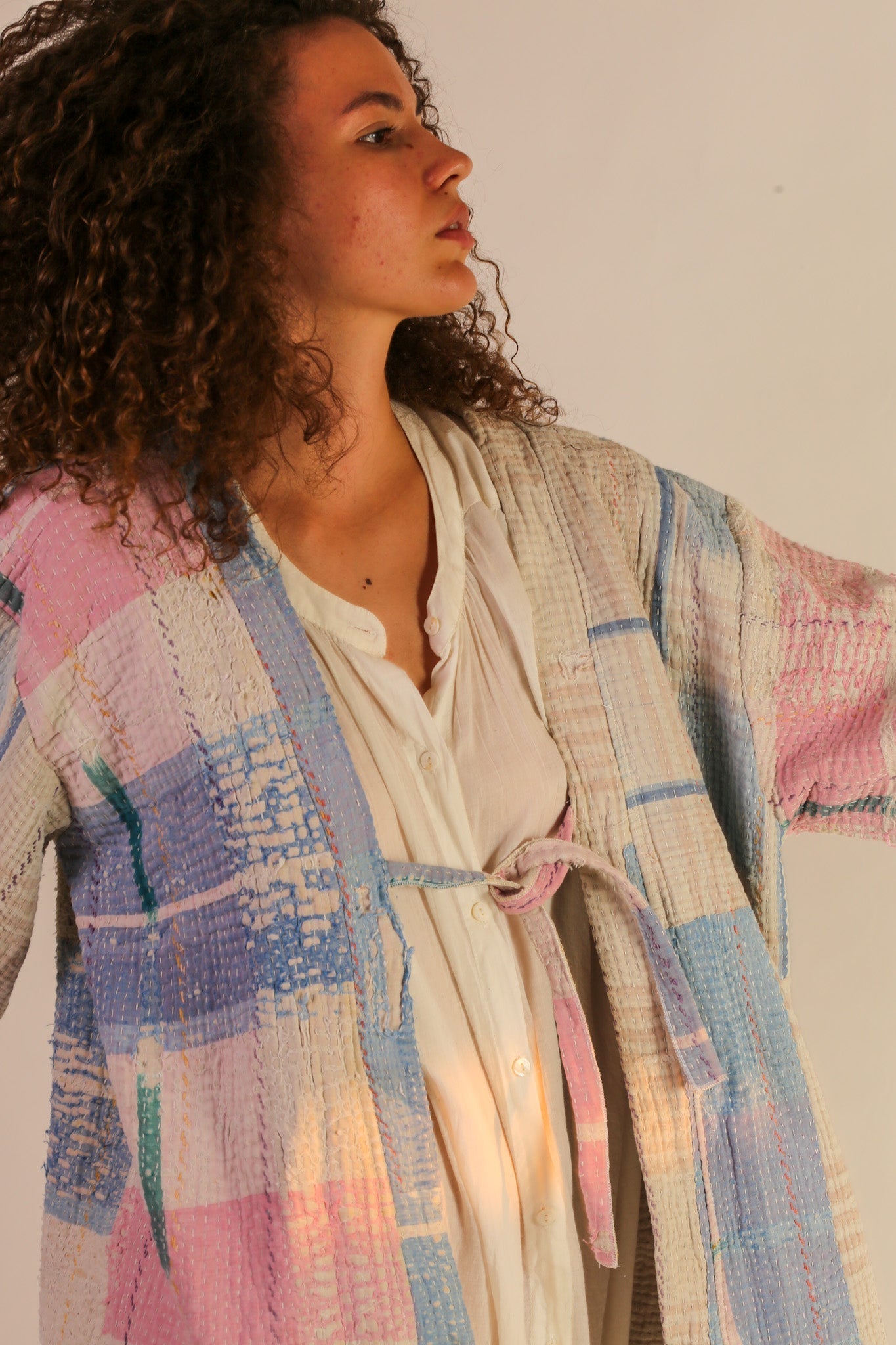 JACKET KIMONO RIKI VINTAE KANTHA QUILT - BANGKOK TAILOR CLOTHING STORE - HANDMADE CLOTHING