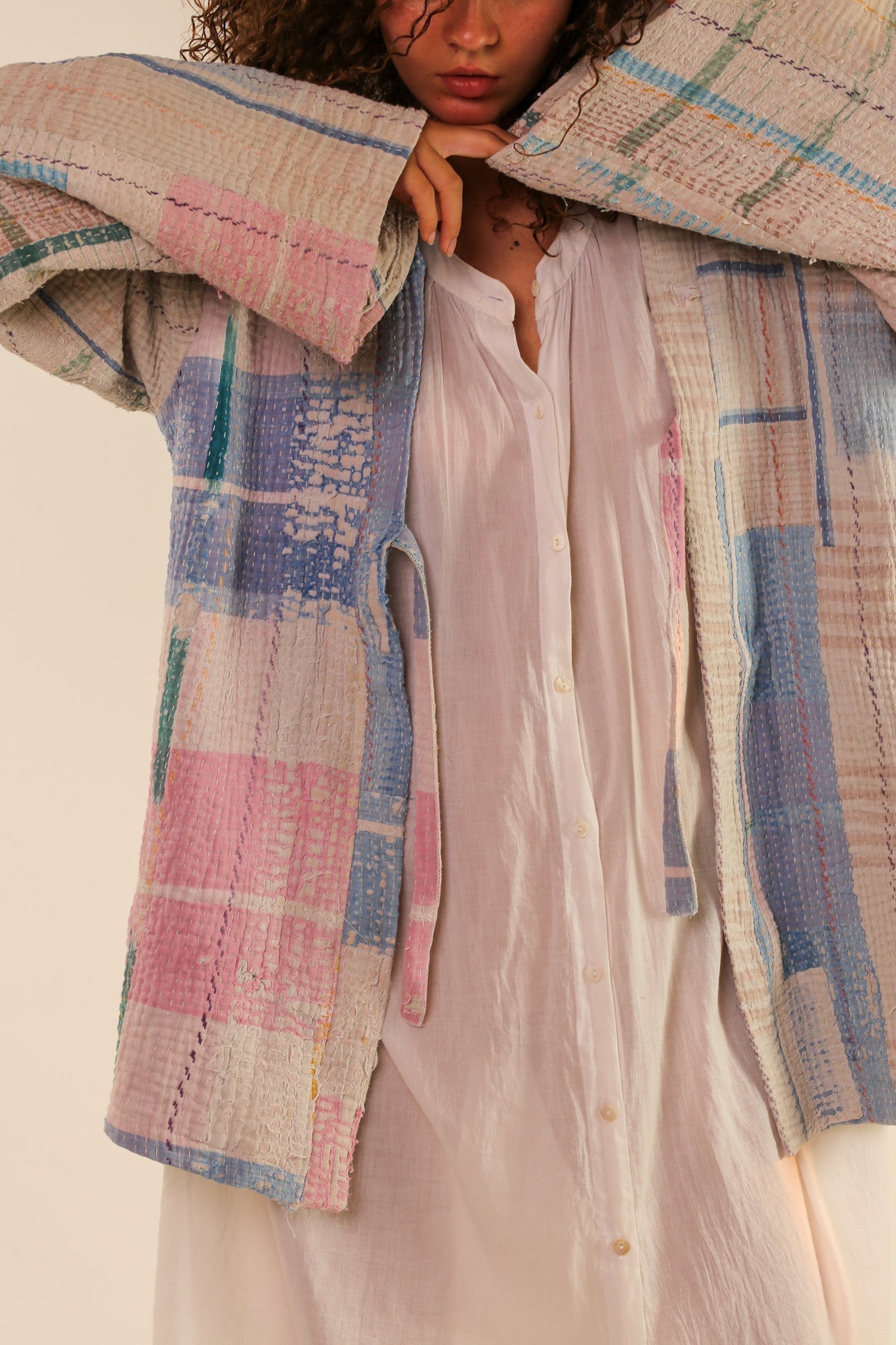 JACKET KIMONO RIKI VINTAE KANTHA QUILT - BANGKOK TAILOR CLOTHING STORE - HANDMADE CLOTHING