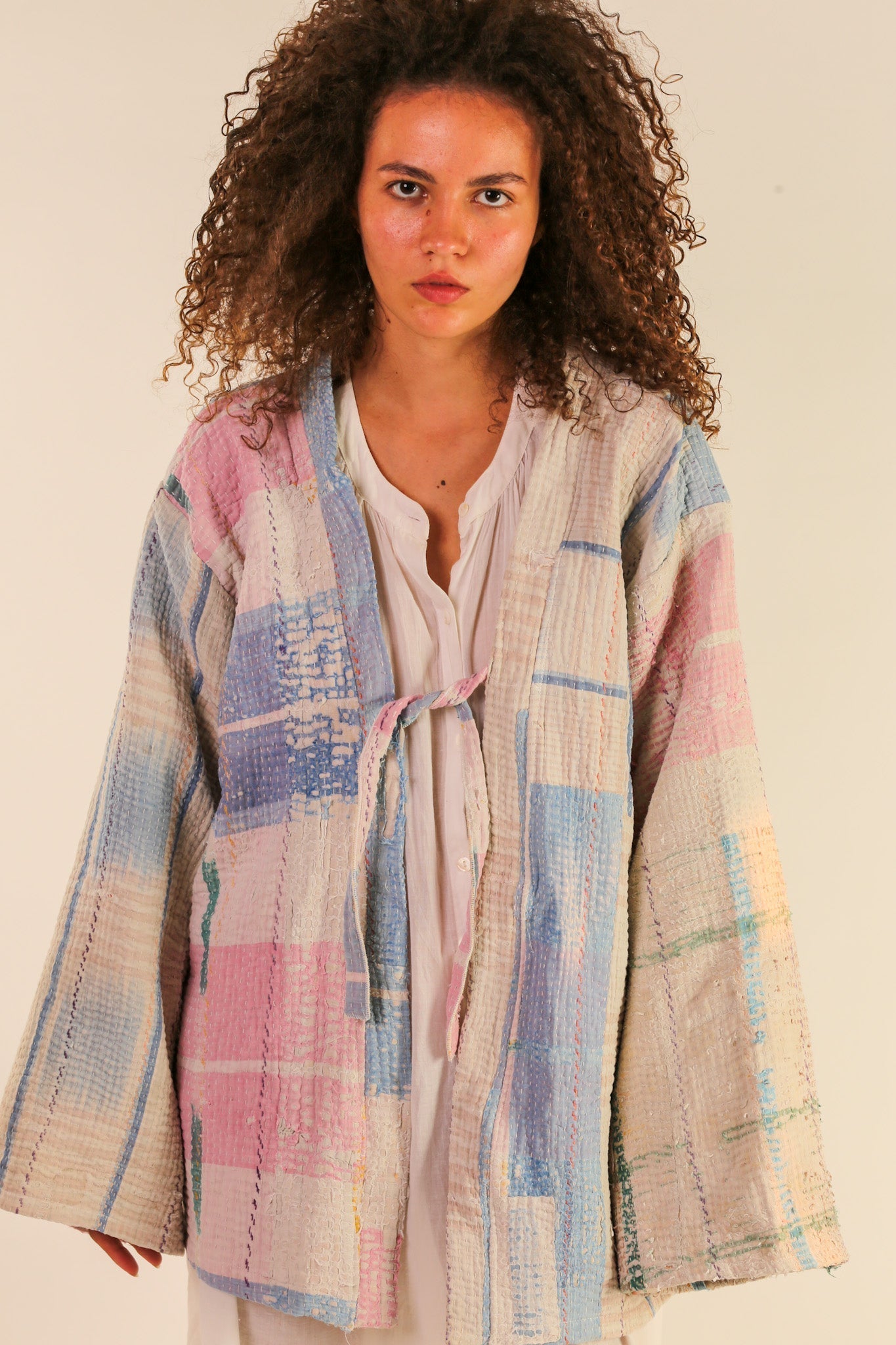 JACKET KIMONO RIKI VINTAE KANTHA QUILT - BANGKOK TAILOR CLOTHING STORE - HANDMADE CLOTHING