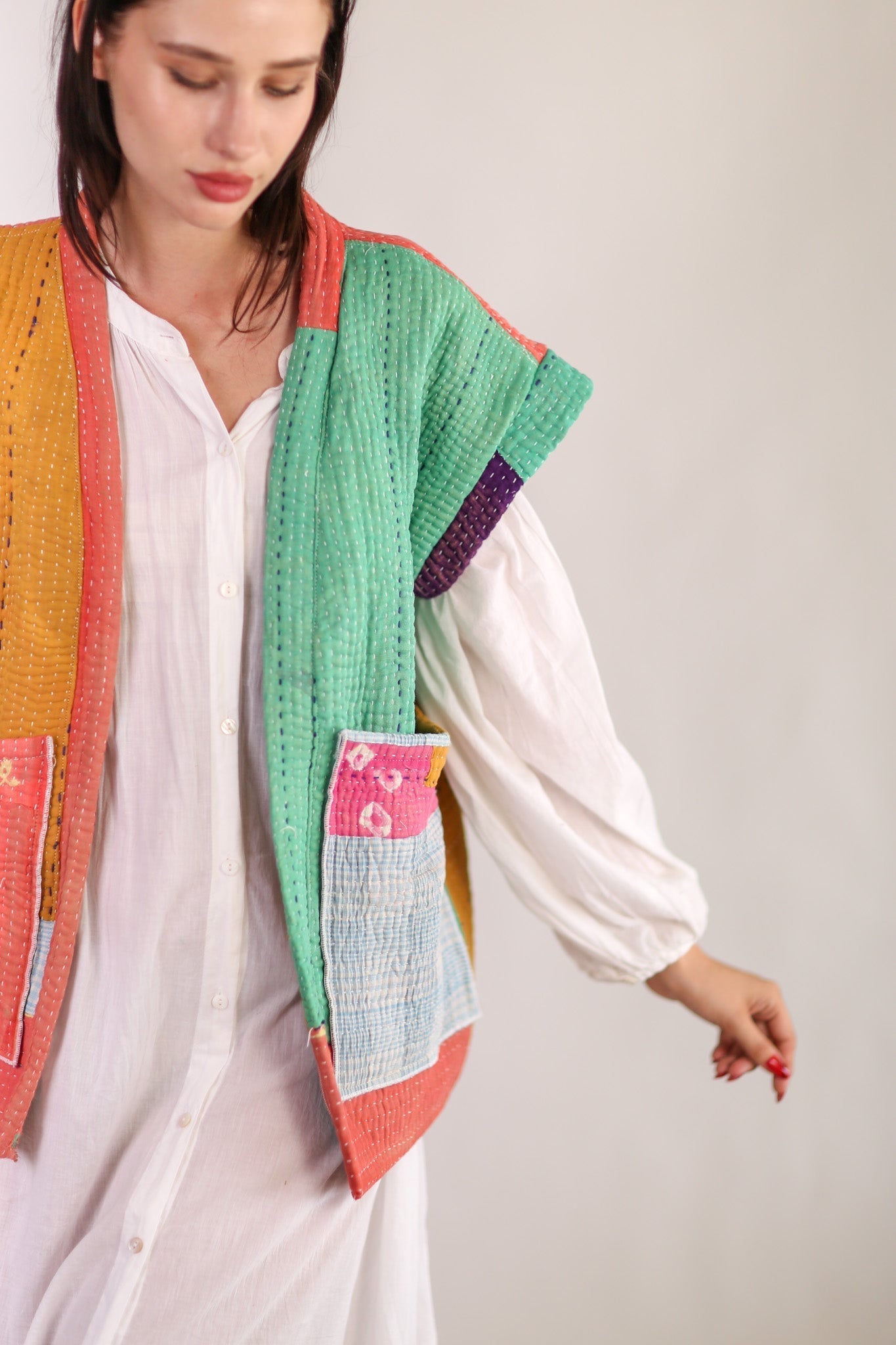 KANTHA QUILT VEST HENISSA - BANGKOK TAILOR CLOTHING STORE - HANDMADE CLOTHING