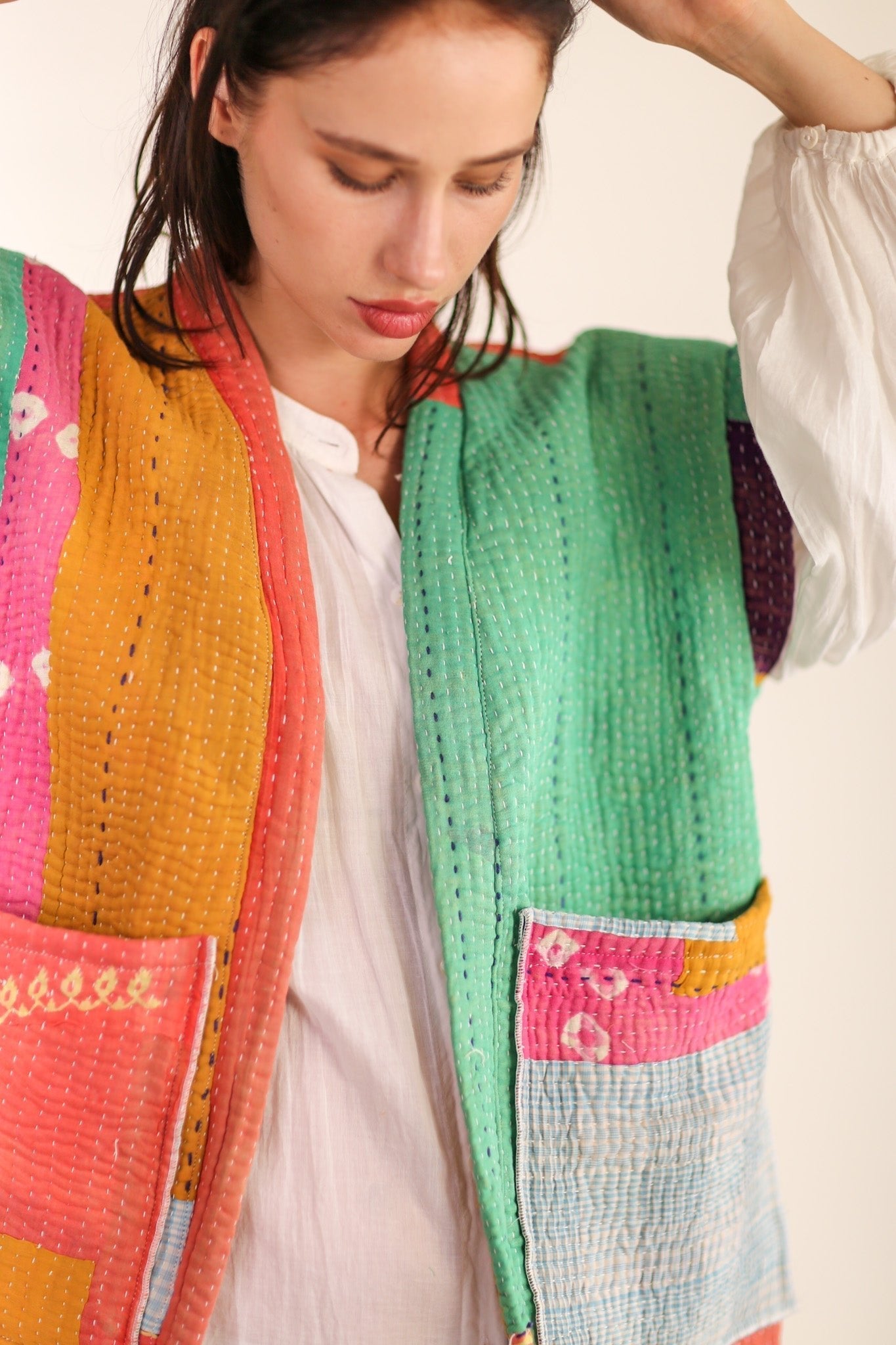 KANTHA QUILT VEST HENISSA - BANGKOK TAILOR CLOTHING STORE - HANDMADE CLOTHING