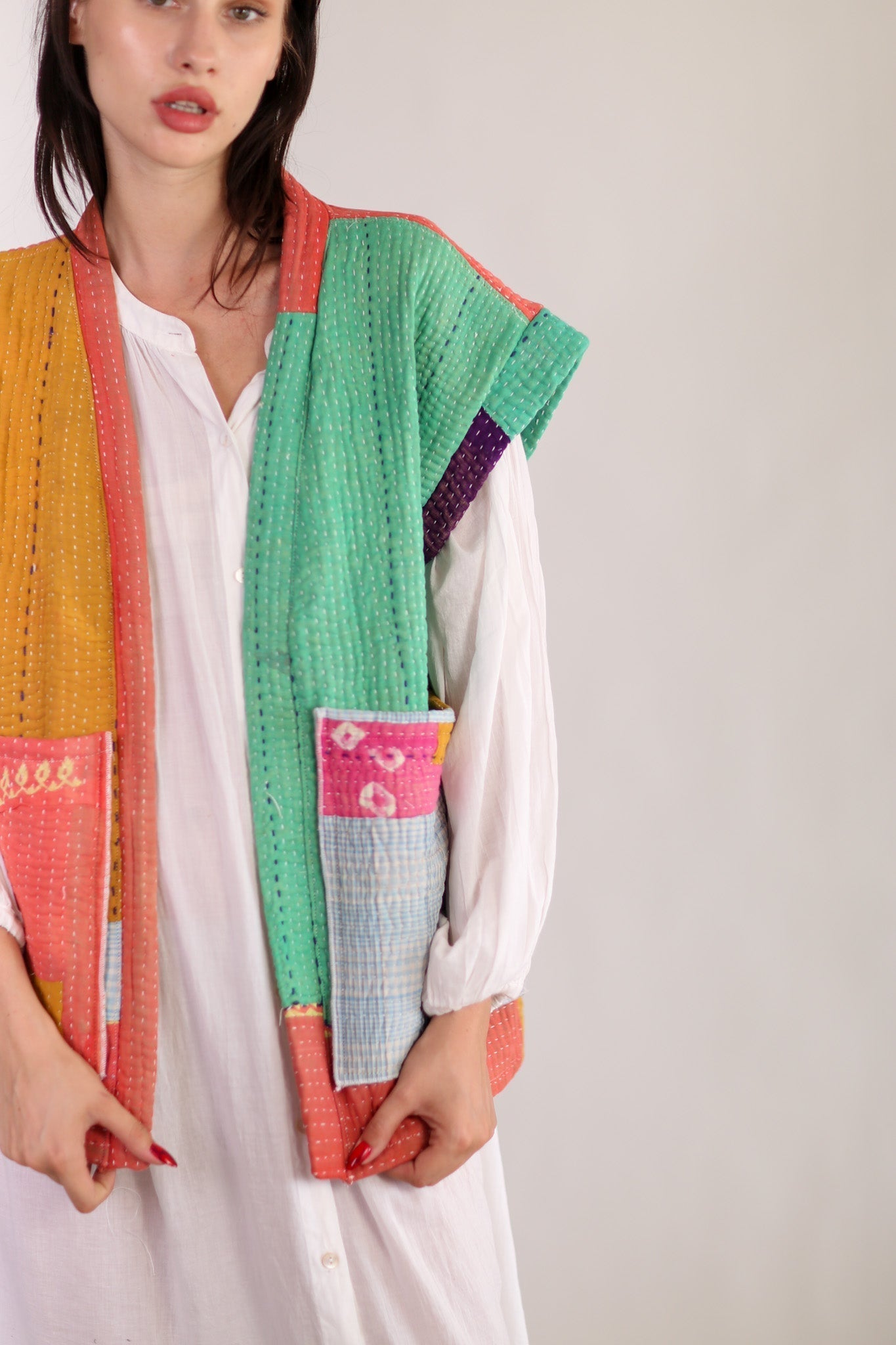 KANTHA QUILT VEST HENISSA - BANGKOK TAILOR CLOTHING STORE - HANDMADE CLOTHING