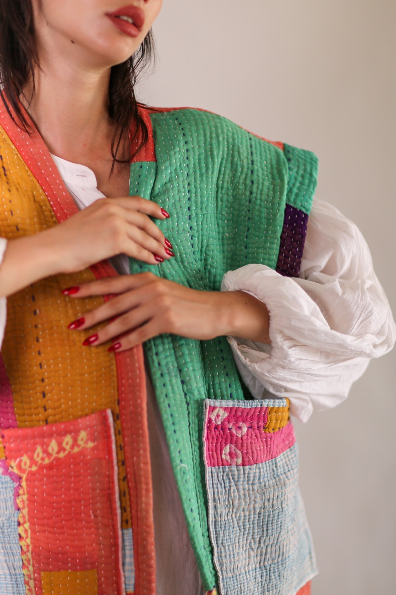 KANTHA QUILT VEST HENISSA - BANGKOK TAILOR CLOTHING STORE - HANDMADE CLOTHING