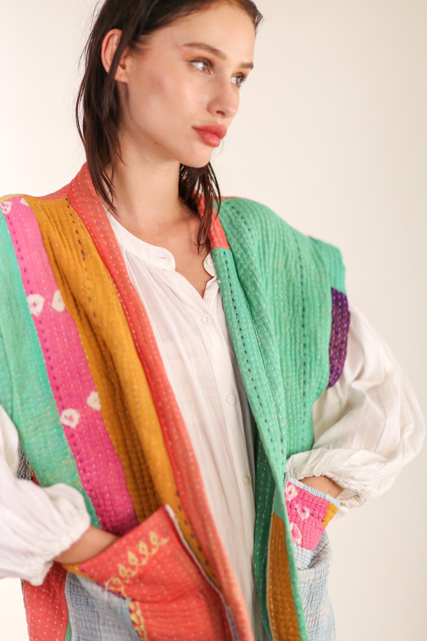 KANTHA QUILT VEST HENISSA - BANGKOK TAILOR CLOTHING STORE - HANDMADE CLOTHING