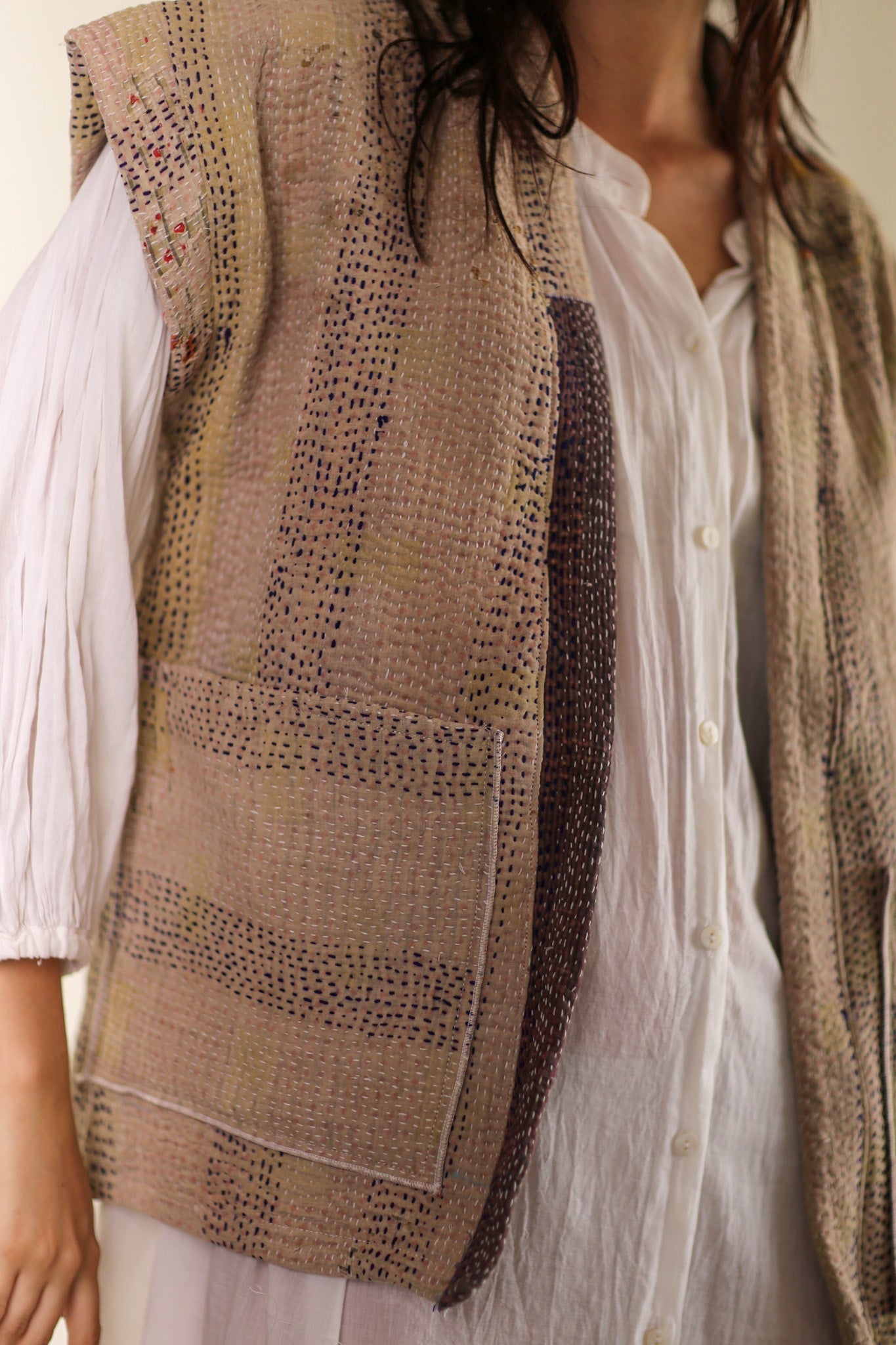 KANTHA QUILT VEST LIOU - BANGKOK TAILOR CLOTHING STORE - HANDMADE CLOTHING