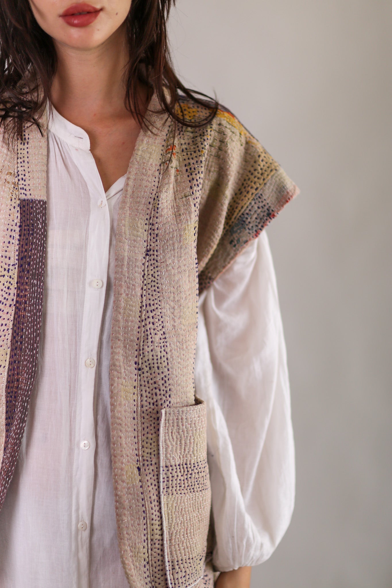 KANTHA QUILT VEST LIOU - BANGKOK TAILOR CLOTHING STORE - HANDMADE CLOTHING