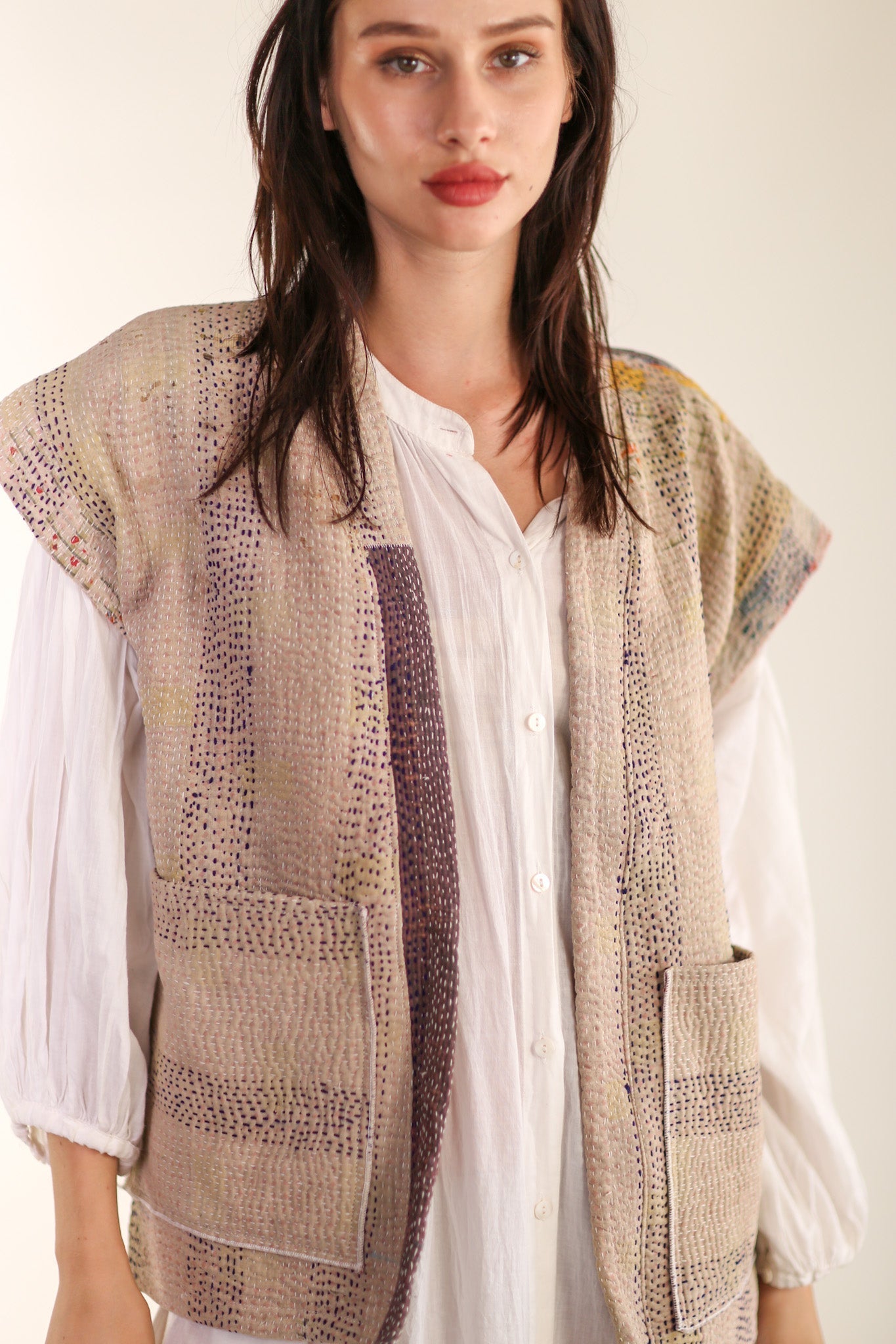 KANTHA QUILT VEST LIOU - BANGKOK TAILOR CLOTHING STORE - HANDMADE CLOTHING