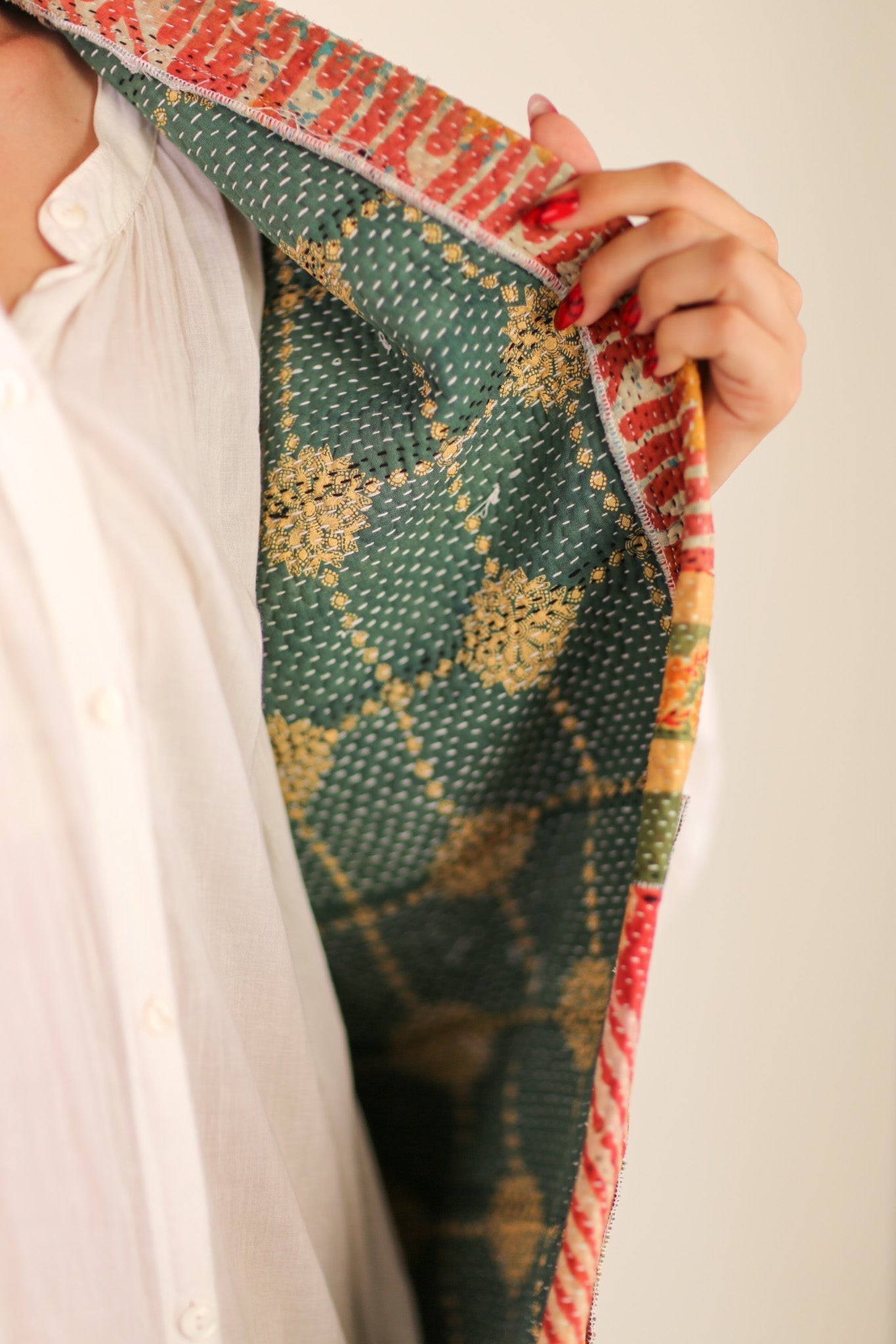 KANTHA QUILT VEST RUISA - BANGKOK TAILOR CLOTHING STORE - HANDMADE CLOTHING