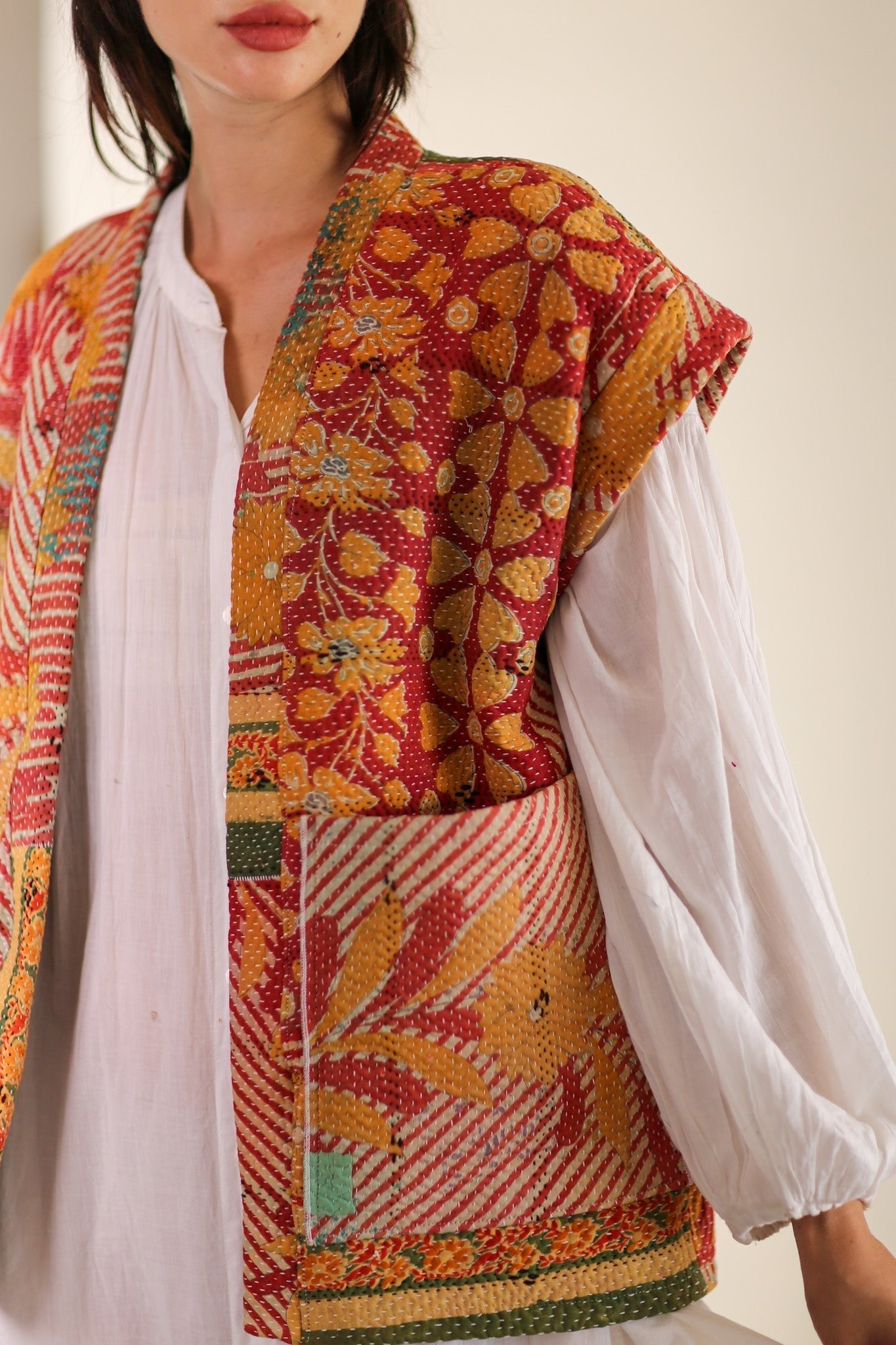 KANTHA QUILT VEST RUISA - BANGKOK TAILOR CLOTHING STORE - HANDMADE CLOTHING