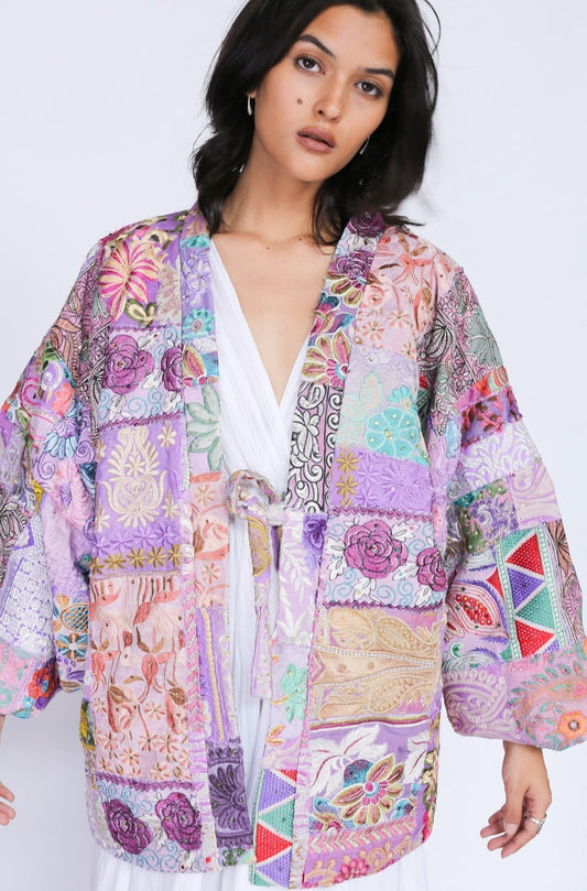 Kimono Embroidered Patchwork Yayoi - BANGKOK TAILOR CLOTHING STORE - HANDMADE CLOTHING