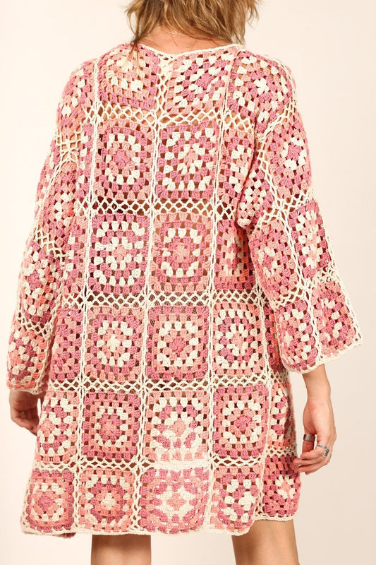 KOUMALY CROCHET KIMONO PINK MULTI - BANGKOK TAILOR CLOTHING STORE - HANDMADE CLOTHING