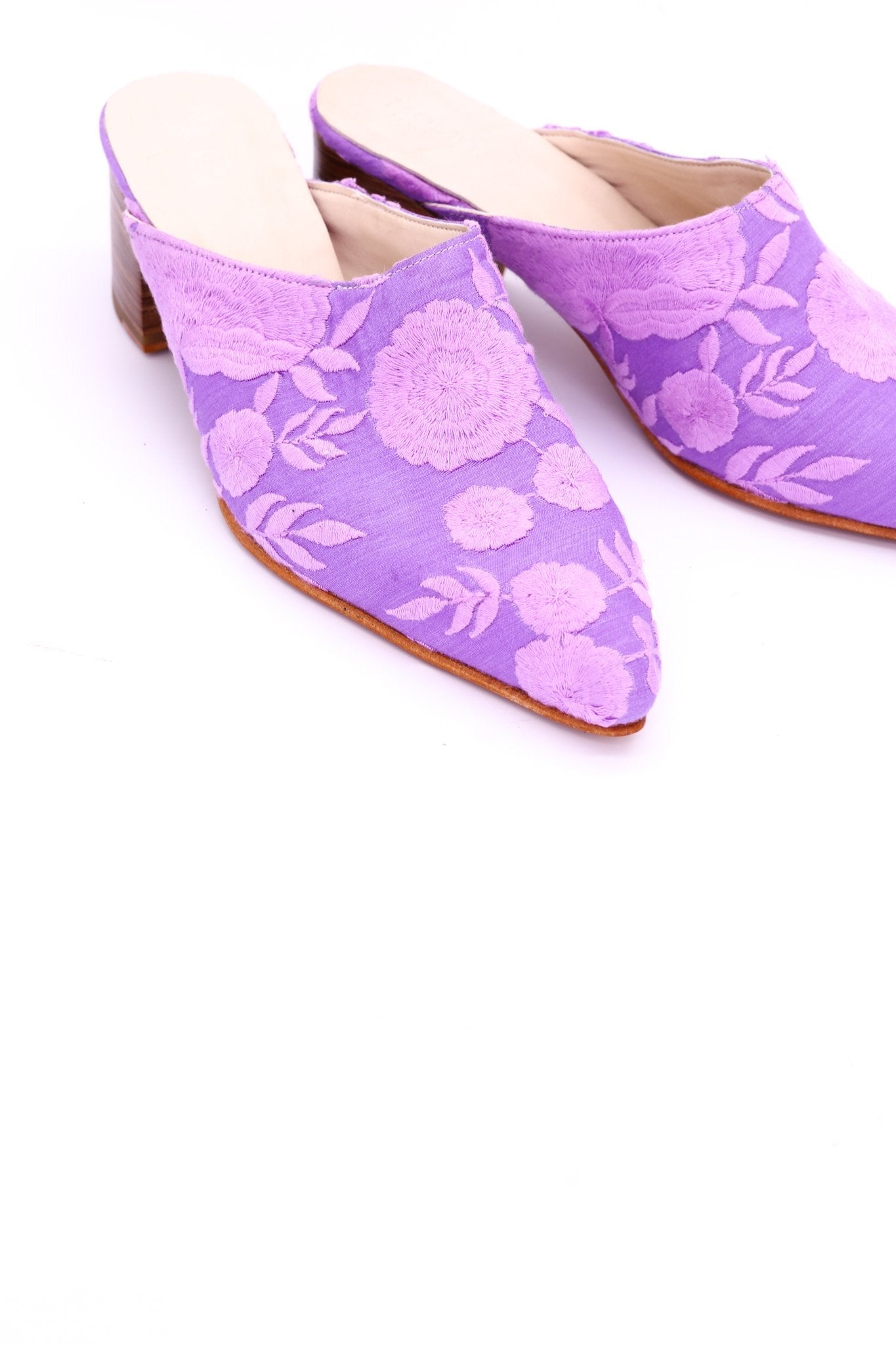 LAVENDER HEELED MULES ELLIE - BANGKOK TAILOR CLOTHING STORE - HANDMADE CLOTHING