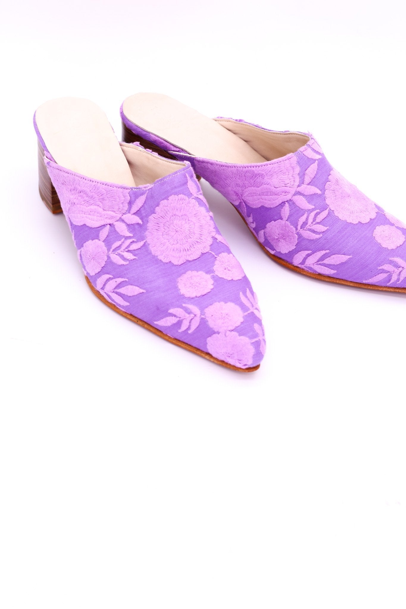 LAVENDER HEELED MULES ELLIE - BANGKOK TAILOR CLOTHING STORE - HANDMADE CLOTHING