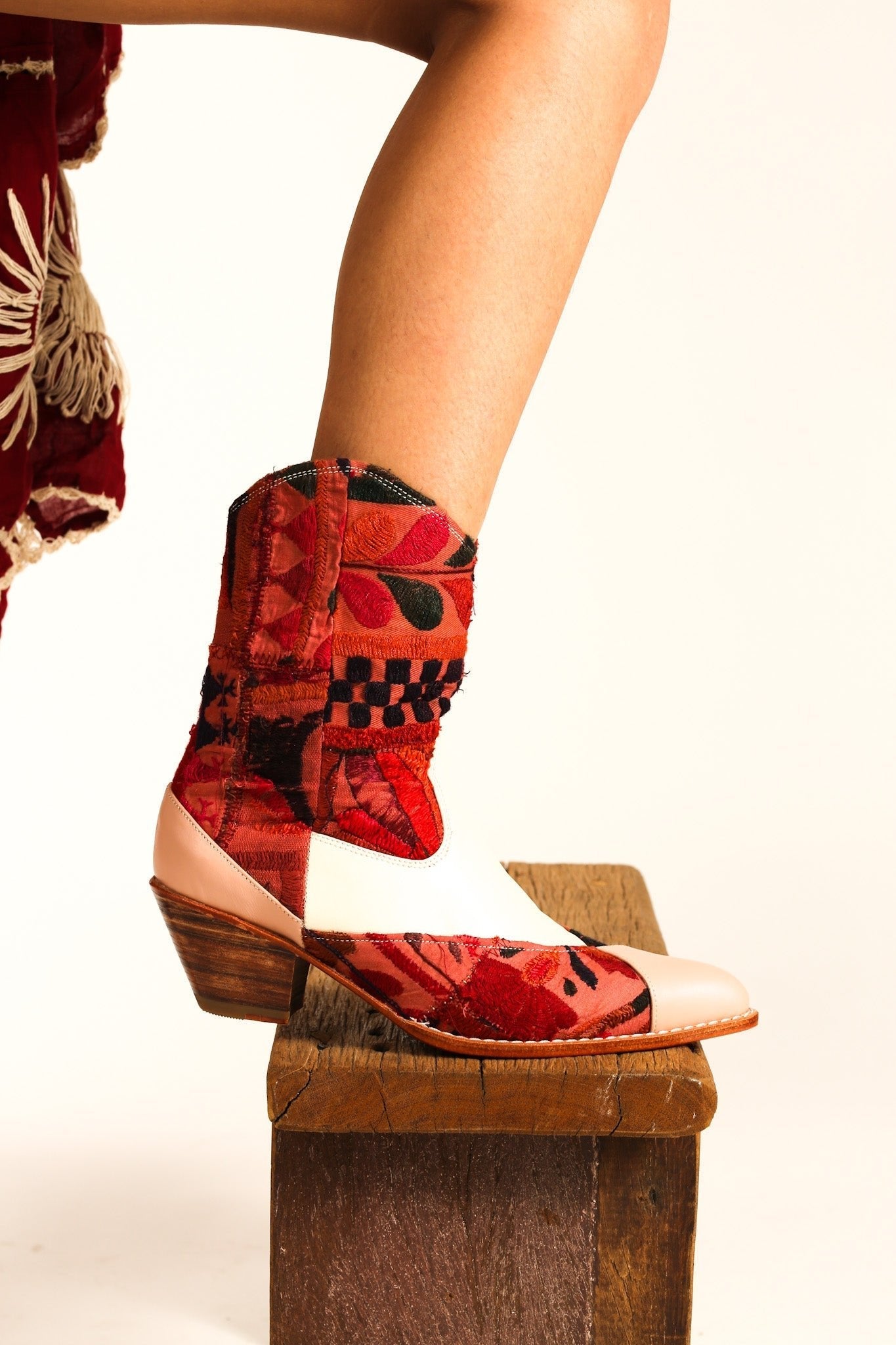 LEATHER PATCHWORK PATCH BOOTS ZAHRA - BANGKOK TAILOR CLOTHING STORE - HANDMADE CLOTHING