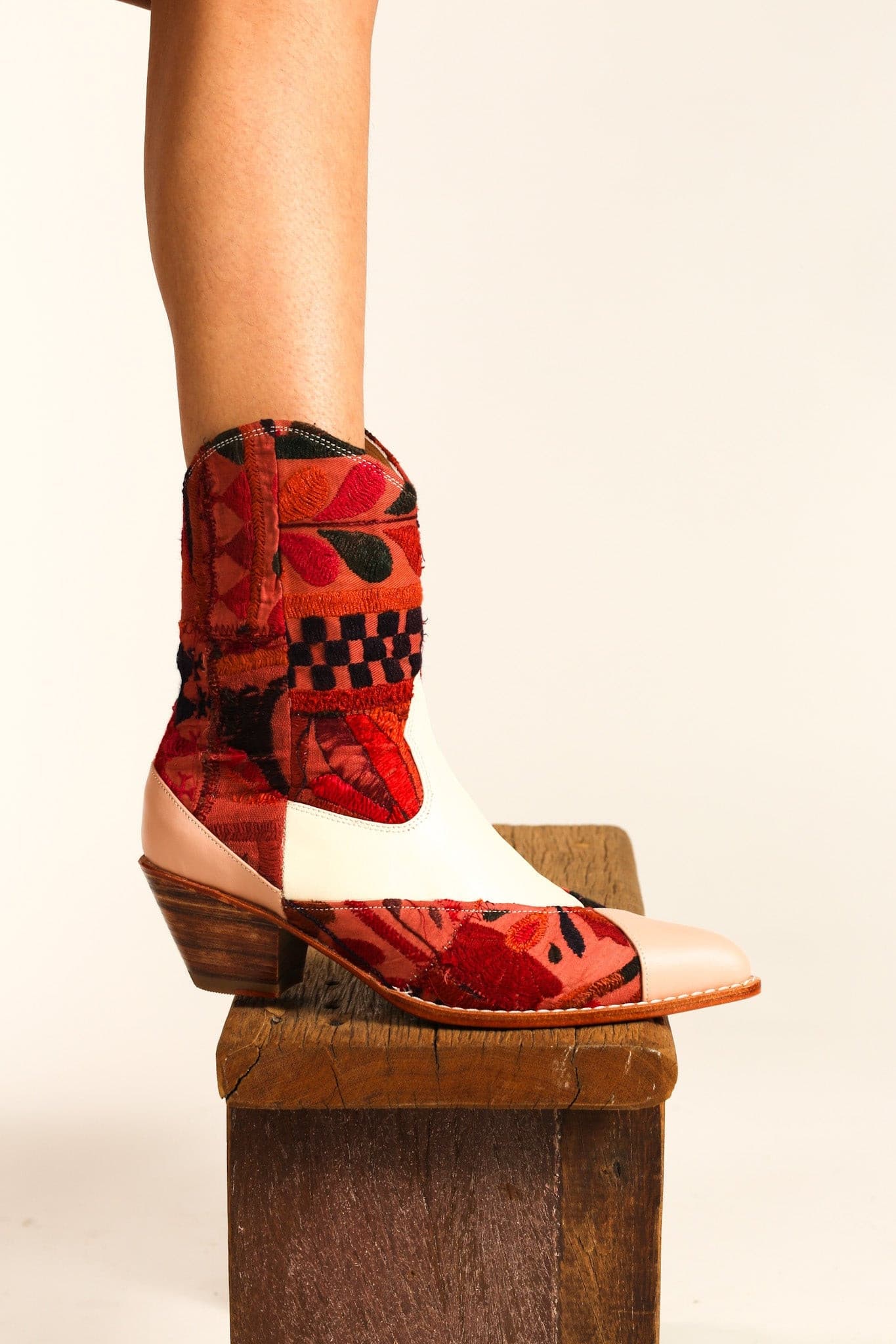 LEATHER PATCHWORK PATCH BOOTS ZAHRA - BANGKOK TAILOR CLOTHING STORE - HANDMADE CLOTHING