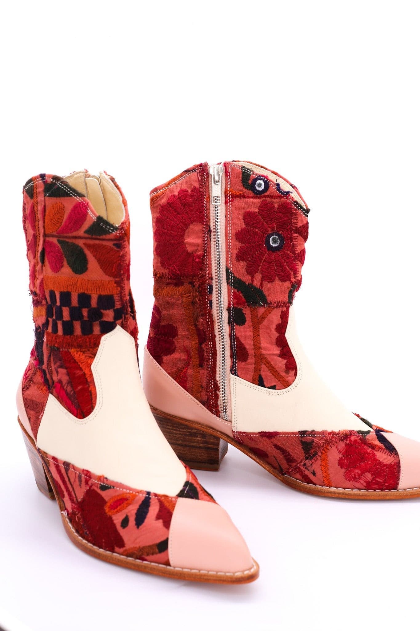 LEATHER PATCHWORK PATCH BOOTS ZAHRA - BANGKOK TAILOR CLOTHING STORE - HANDMADE CLOTHING