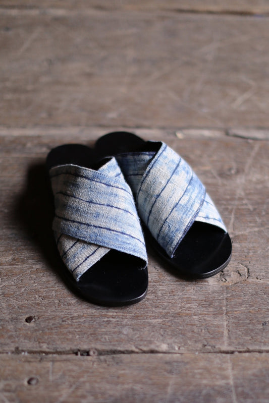 LEATHER SLIPPER SANDALS DOAN (INDIGO) - BANGKOK TAILOR CLOTHING STORE - HANDMADE CLOTHING