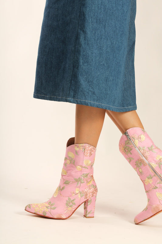 LIGHT PINK HIGH HEEL BOOTS PERRY - BANGKOK TAILOR CLOTHING STORE - HANDMADE CLOTHING