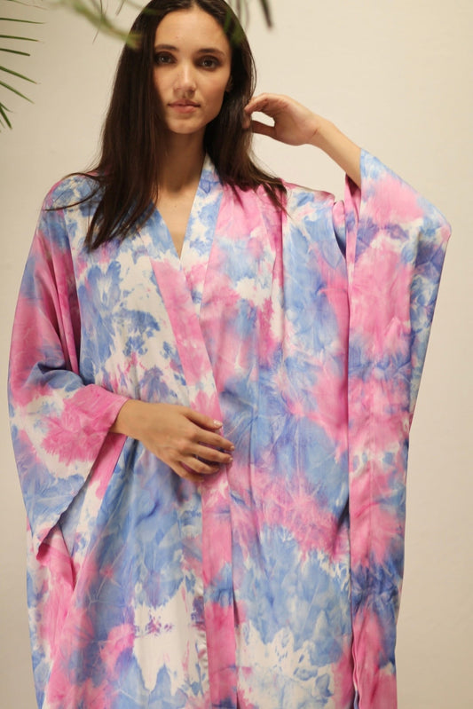 LITTLE TWIN PINK / BLUE TIE DYE KIMONO - BANGKOK TAILOR CLOTHING STORE - HANDMADE CLOTHING