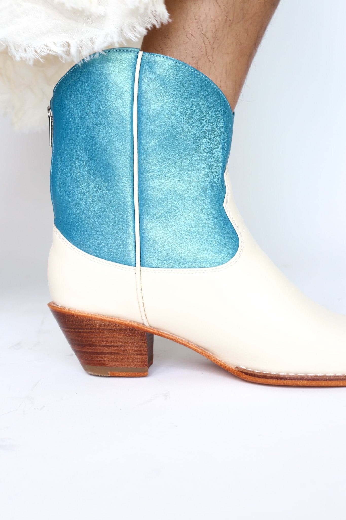 OCEAN BLUE SHORT WESTERN BOOTIES BOOTS MIRA - BANGKOK TAILOR CLOTHING STORE - HANDMADE CLOTHING