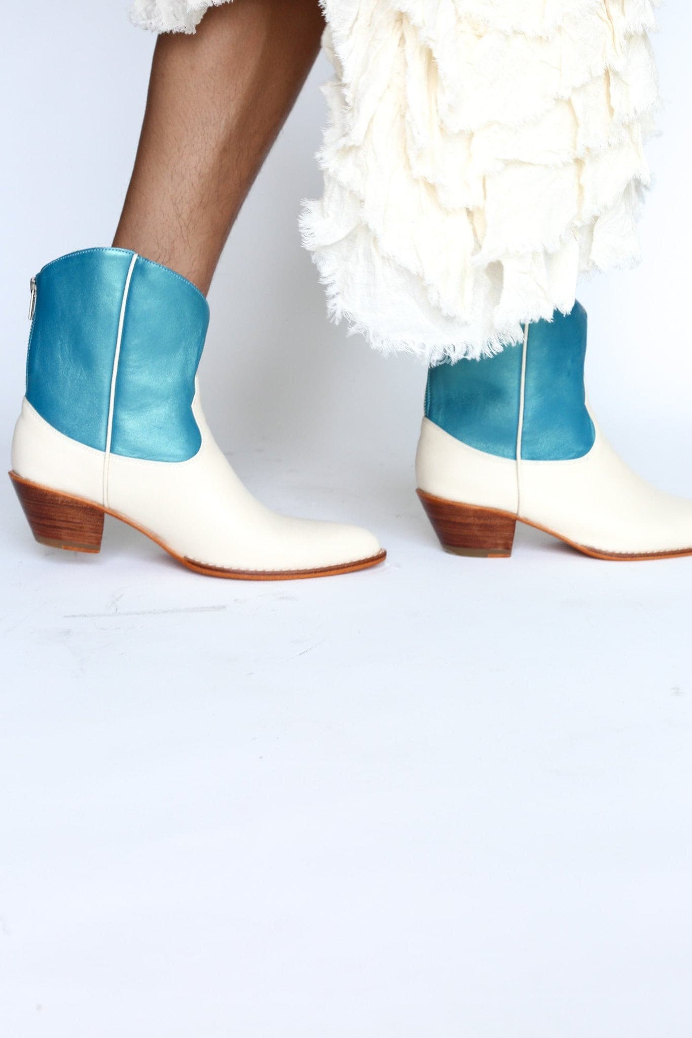 OCEAN BLUE SHORT WESTERN BOOTIES BOOTS MIRA - BANGKOK TAILOR CLOTHING STORE - HANDMADE CLOTHING