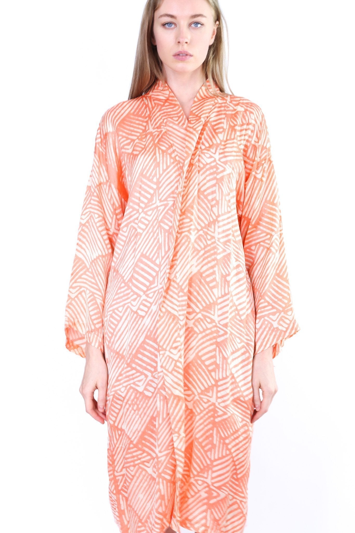 ORANGE SILK KIMONO KAFTAN CHIHIRO - BANGKOK TAILOR CLOTHING STORE - HANDMADE CLOTHING