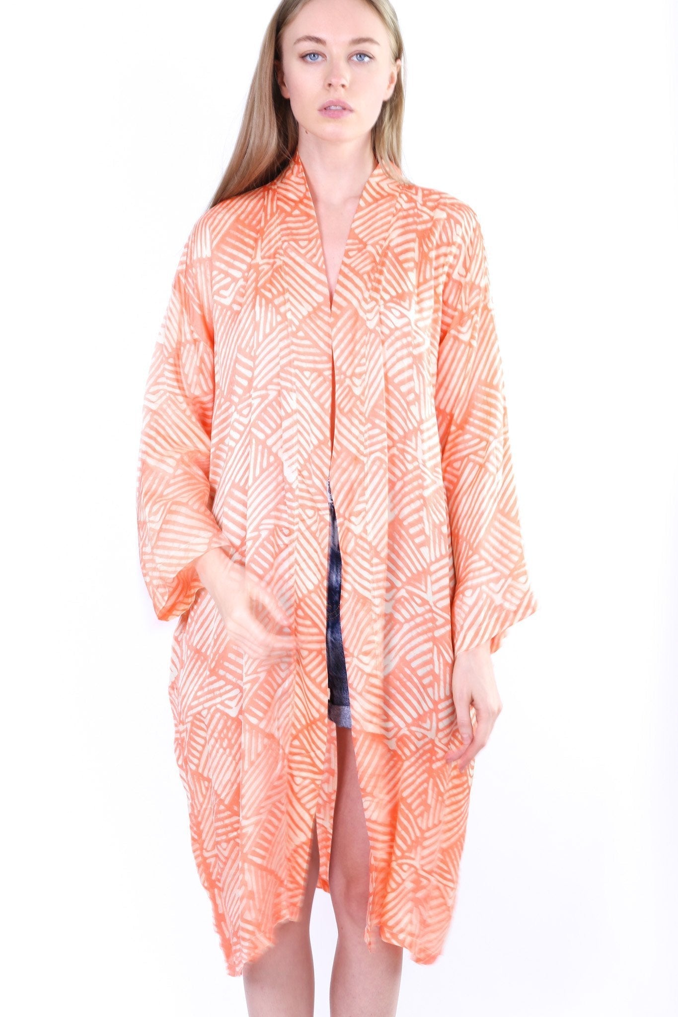 ORANGE SILK KIMONO KAFTAN CHIHIRO - BANGKOK TAILOR CLOTHING STORE - HANDMADE CLOTHING