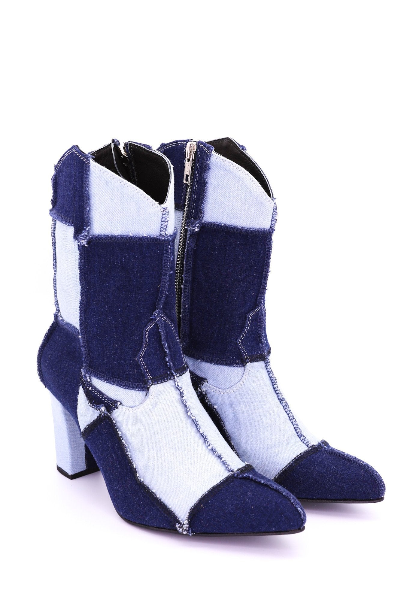 PATCHWORK DENIM BOOTS LENNI - BANGKOK TAILOR CLOTHING STORE - HANDMADE CLOTHING