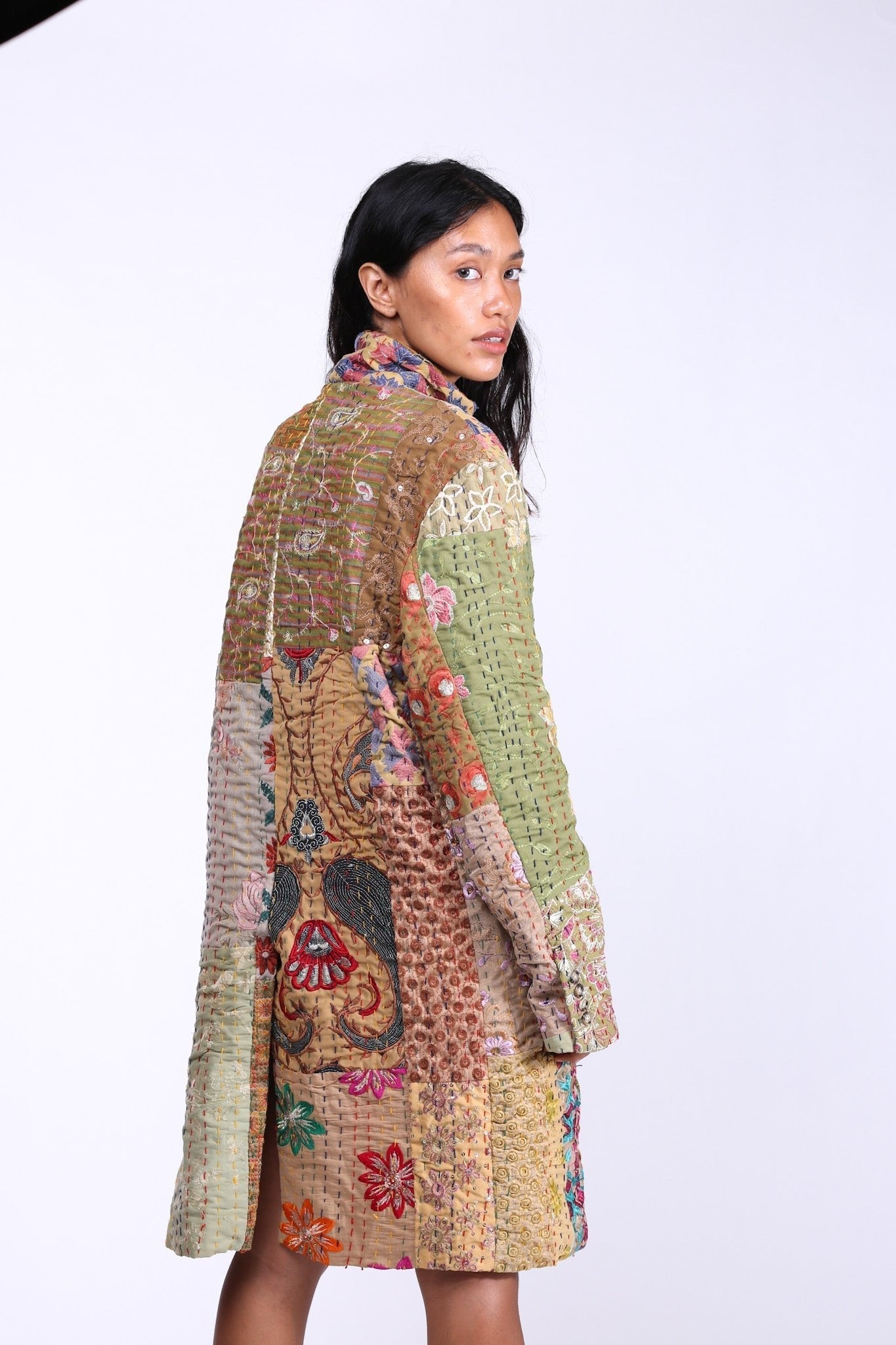 PATCHWORK STITCH JACKET COAT FRANKIE - BANGKOK TAILOR CLOTHING STORE - HANDMADE CLOTHING