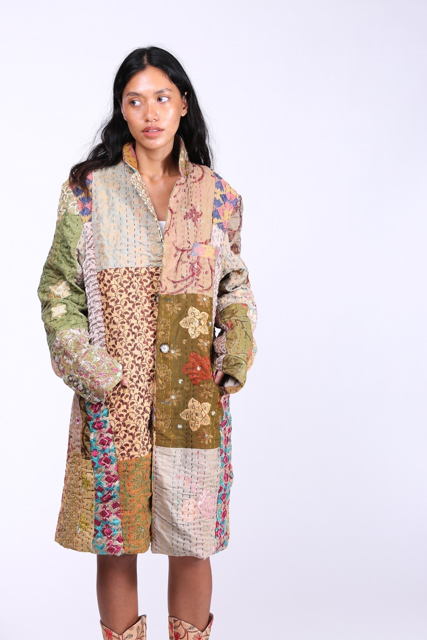 PATCHWORK STITCH JACKET COAT FRANKIE - BANGKOK TAILOR CLOTHING STORE - HANDMADE CLOTHING