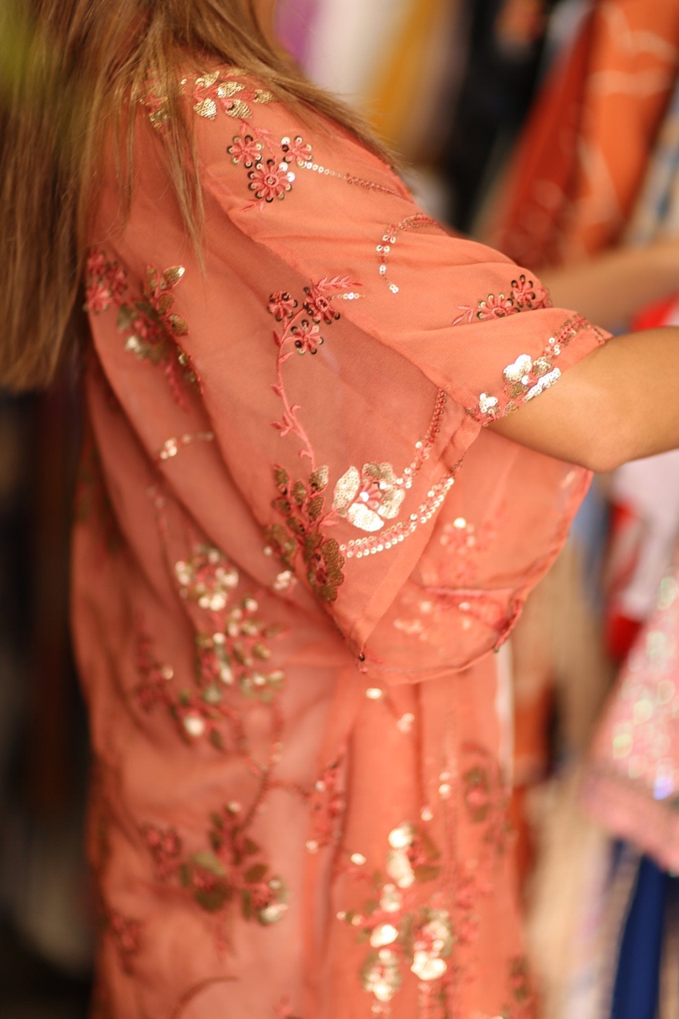 PEACH SILK KIMONO BINA - BANGKOK TAILOR CLOTHING STORE - HANDMADE CLOTHING