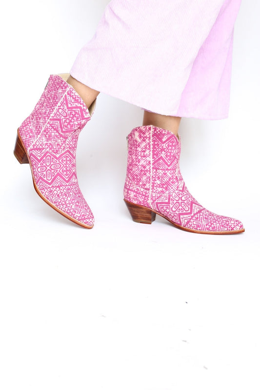 PINK BATIK BOOTS NATASHA - BANGKOK TAILOR CLOTHING STORE - HANDMADE CLOTHING