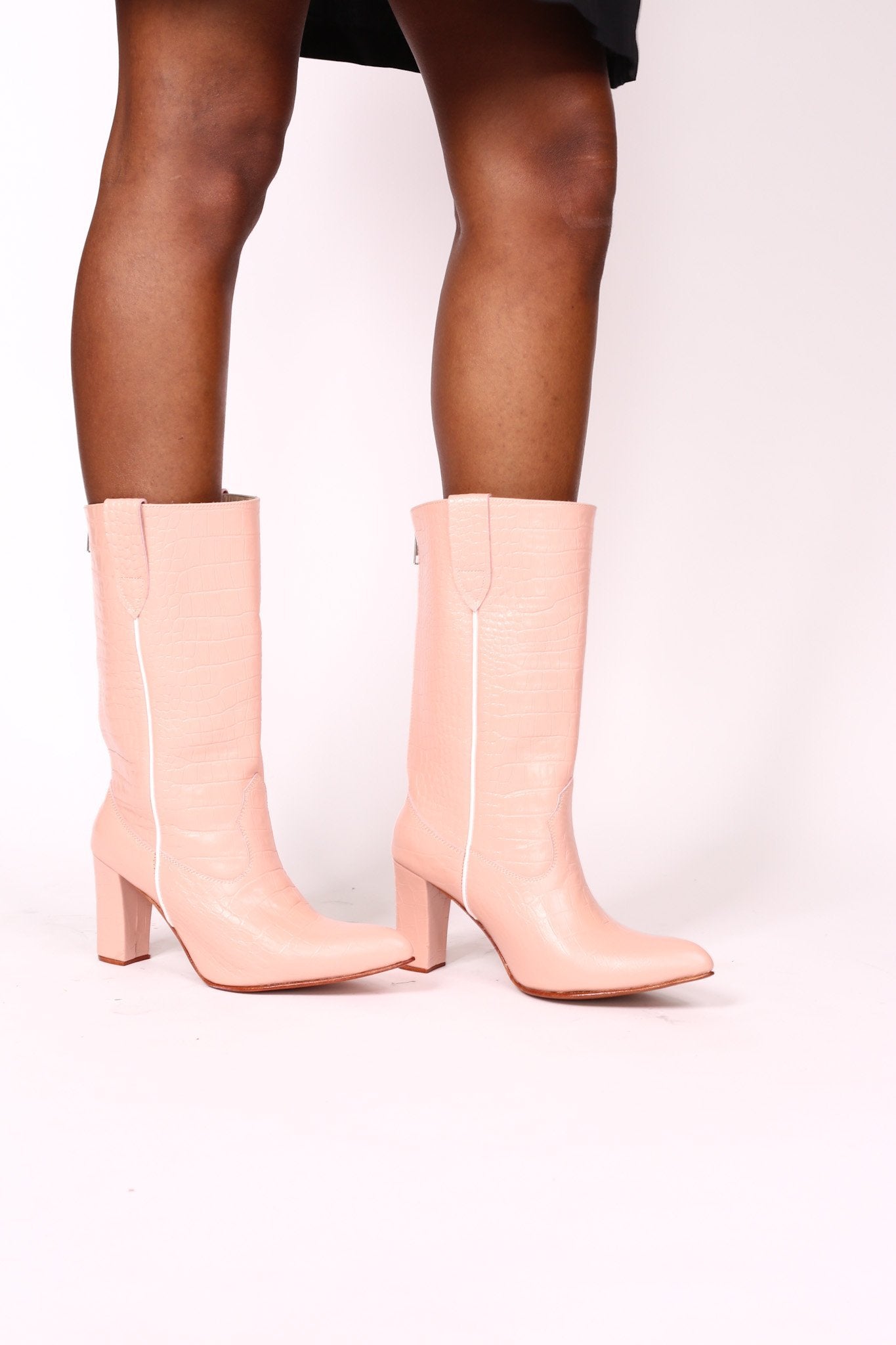 PINK CROC EMBOSSED HEEL BOOTS THOLA - BANGKOK TAILOR CLOTHING STORE - HANDMADE CLOTHING