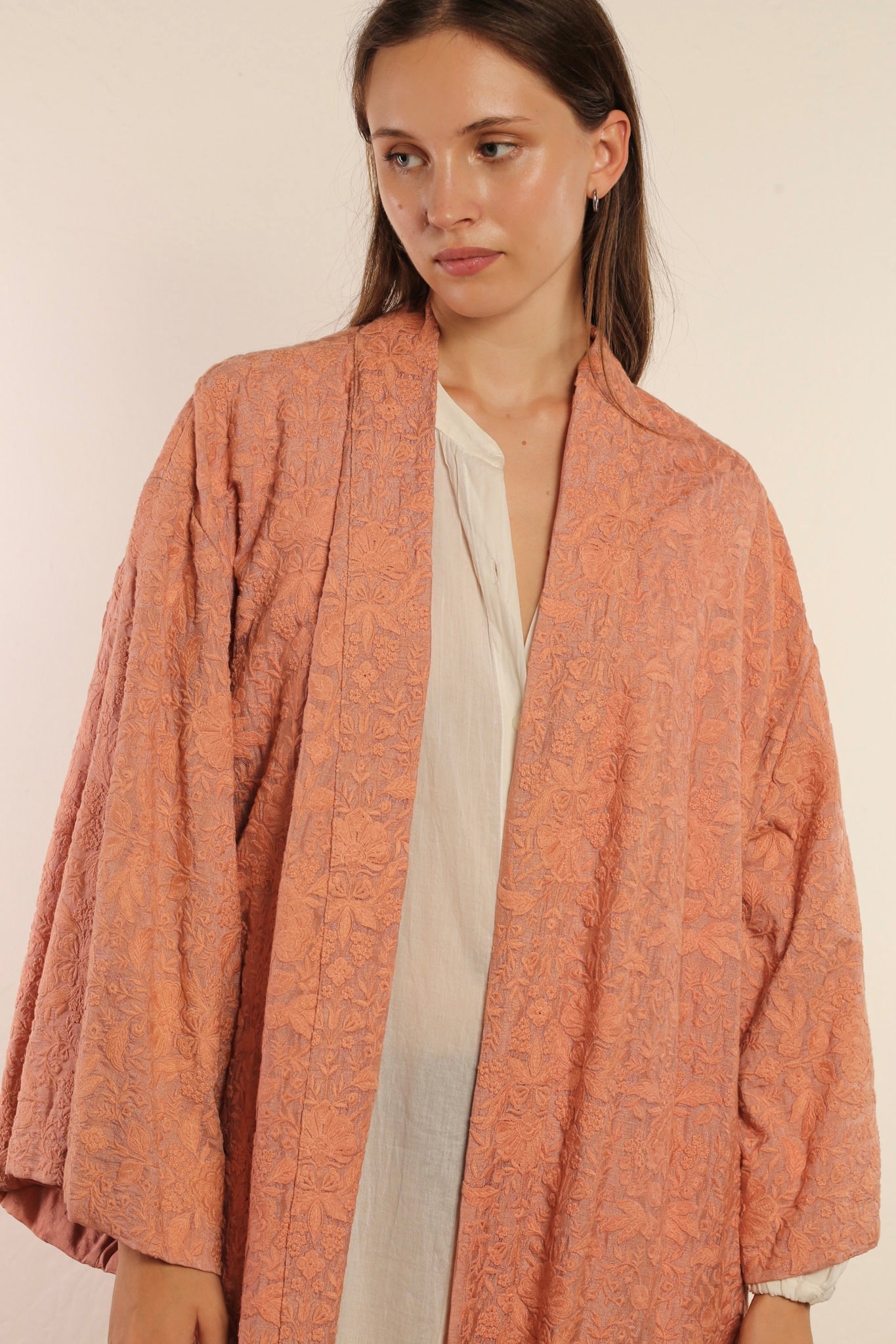 PINK TUSSER SILK KIMONO LENA - BANGKOK TAILOR CLOTHING STORE - HANDMADE CLOTHING