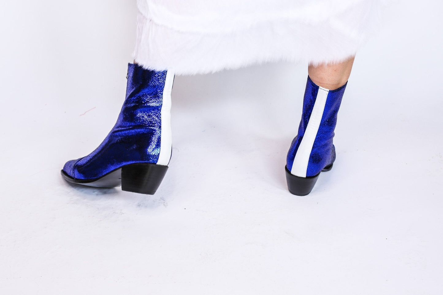 PUPLE WHITE ABBA DISCO BOOTS ANNI - BANGKOK TAILOR CLOTHING STORE - HANDMADE CLOTHING