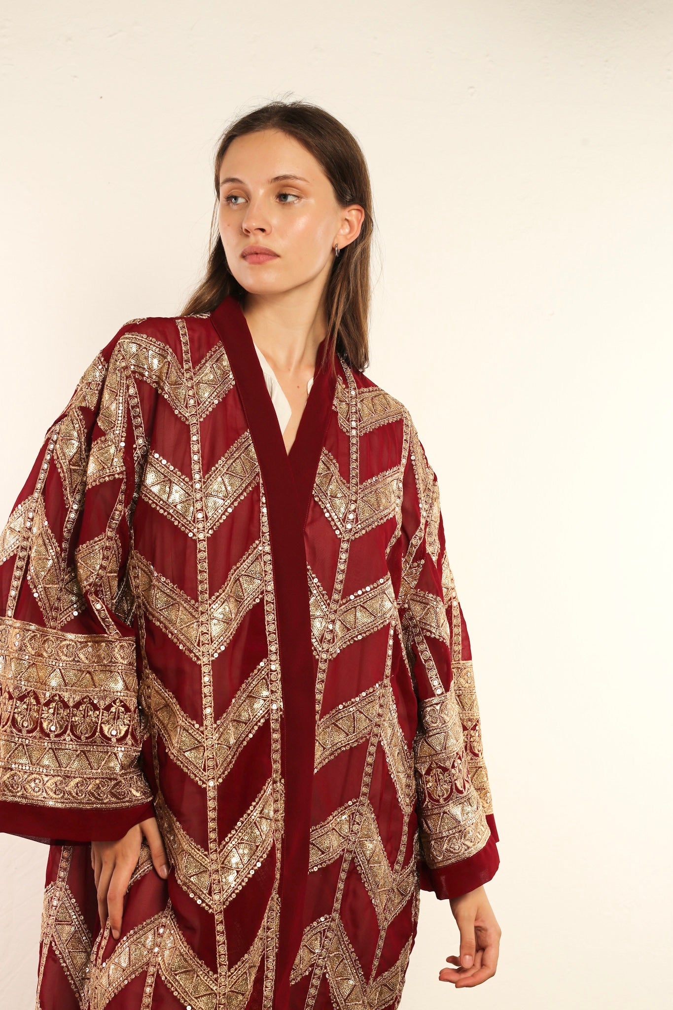 RED GOLD SILK KIMONO - BANGKOK TAILOR CLOTHING STORE - HANDMADE CLOTHING