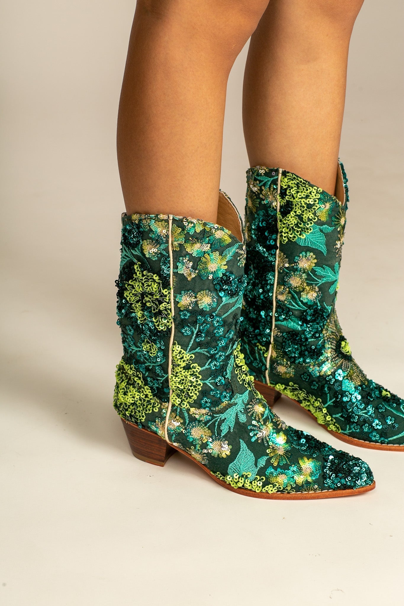 SELINA SEQUIN EMBELLESHED BOOTS - BANGKOK TAILOR CLOTHING STORE - HANDMADE CLOTHING