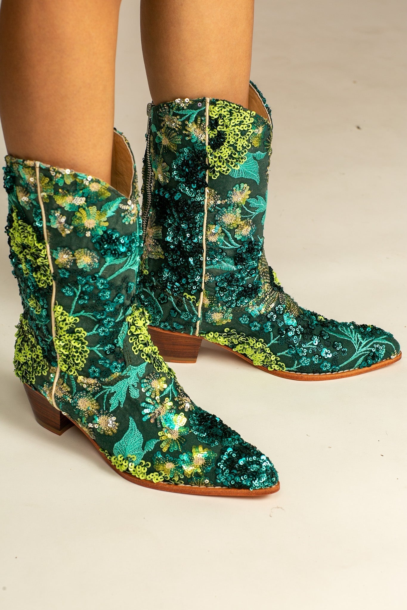 SELINA SEQUIN EMBELLESHED BOOTS - BANGKOK TAILOR CLOTHING STORE - HANDMADE CLOTHING