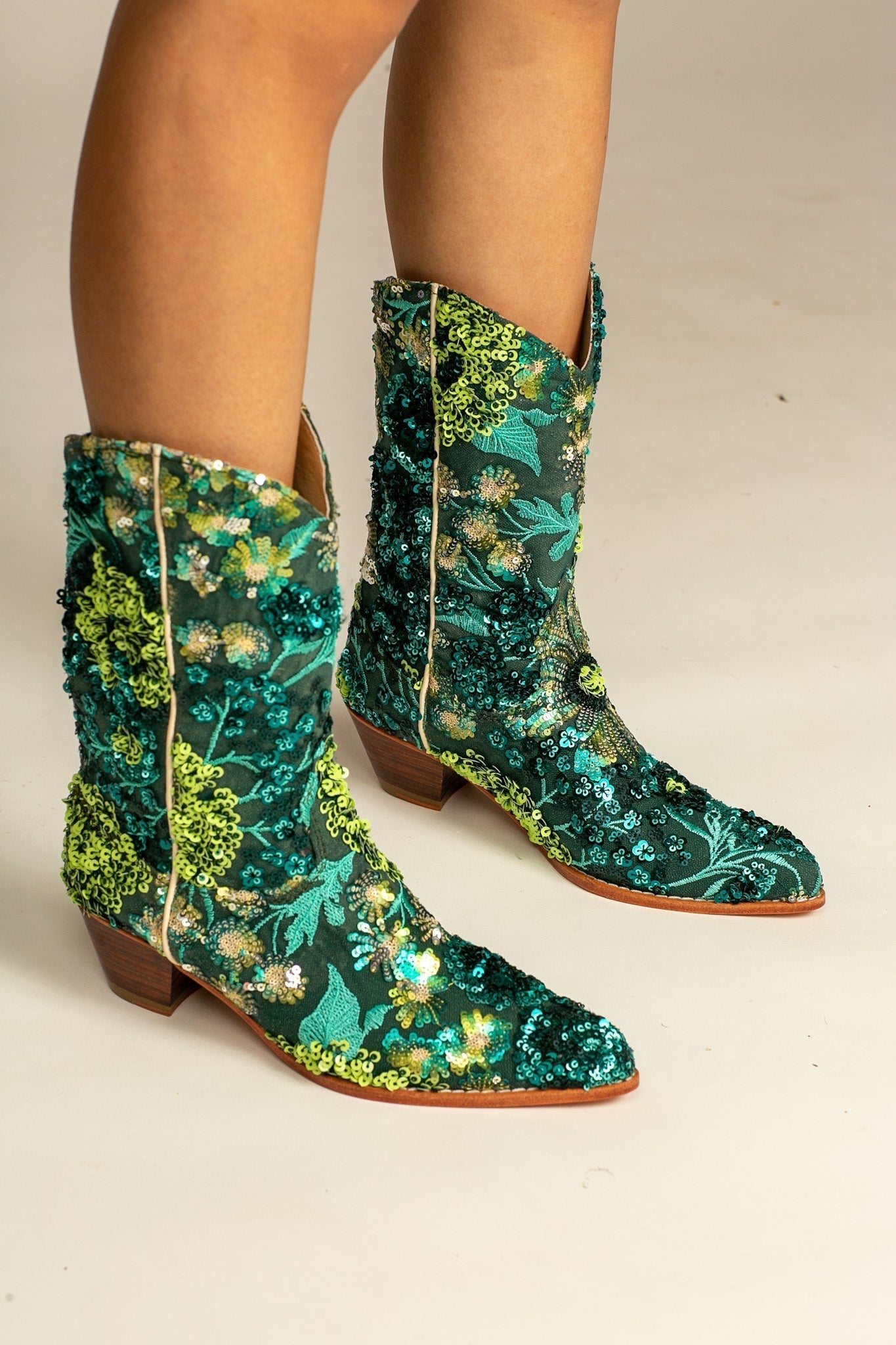 SELINA SEQUIN EMBELLESHED BOOTS - BANGKOK TAILOR CLOTHING STORE - HANDMADE CLOTHING