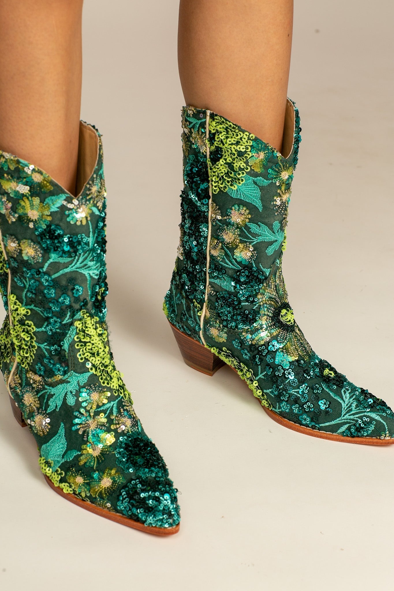 SELINA SEQUIN EMBELLESHED BOOTS - BANGKOK TAILOR CLOTHING STORE - HANDMADE CLOTHING