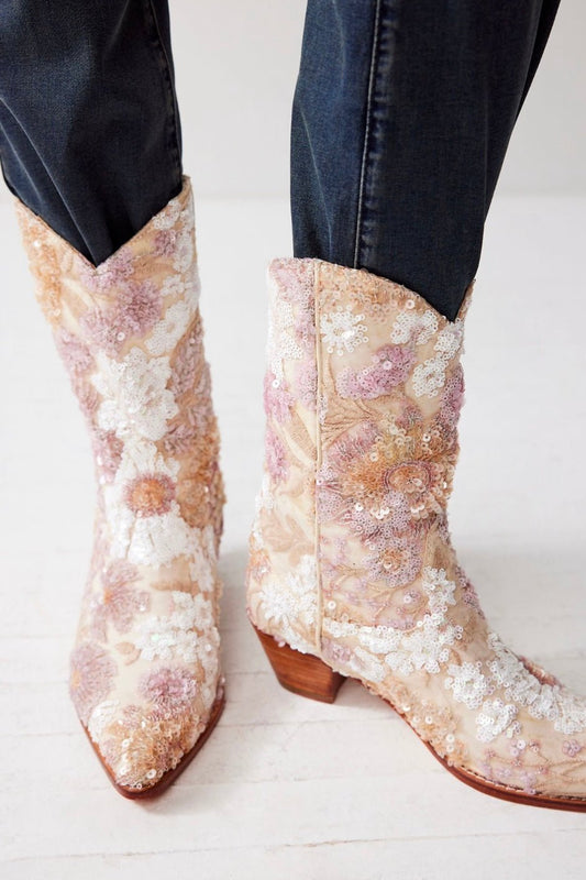 SELINA SEQUIN EMBROIDERED WESTERN BOOTS X FREE PEOPLE - BANGKOK TAILOR CLOTHING STORE - HANDMADE CLOTHING