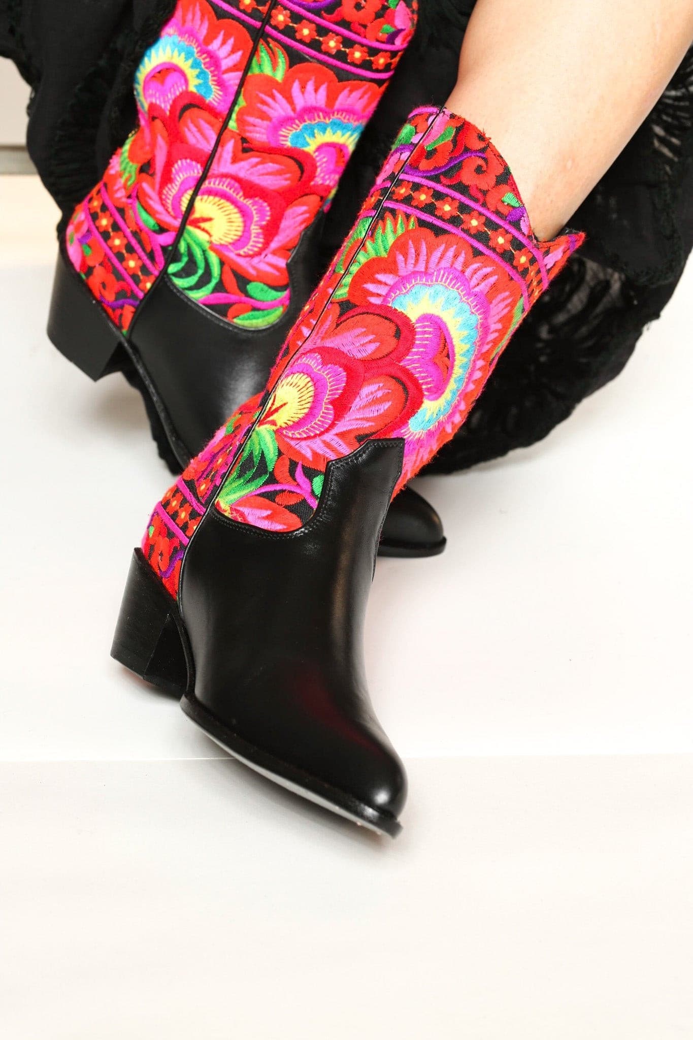 SELINA TRIBAL EMBROIDERED WESTERN BOOTS X FREE PEOPLE - BANGKOK TAILOR CLOTHING STORE - HANDMADE CLOTHING