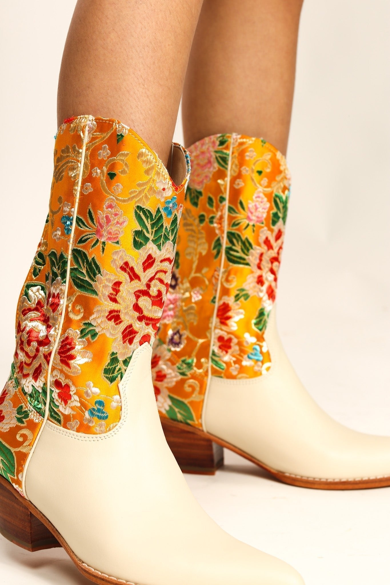 SELINA WESTERN CHINESE SILK BOOTS - BANGKOK TAILOR CLOTHING STORE - HANDMADE CLOTHING