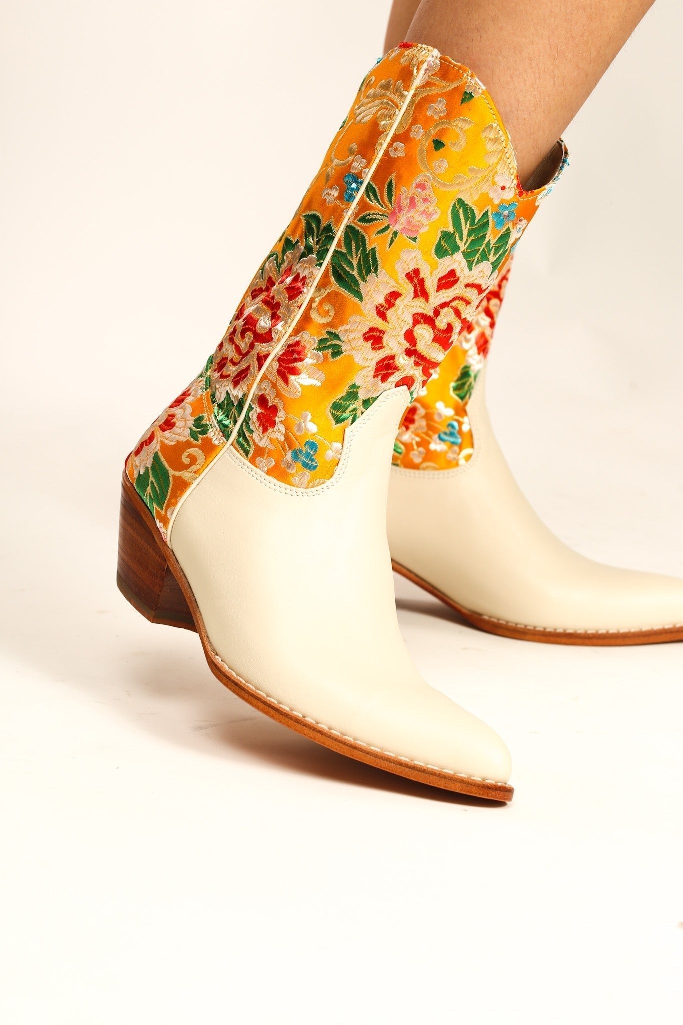 SELINA WESTERN CHINESE SILK BOOTS - BANGKOK TAILOR CLOTHING STORE - HANDMADE CLOTHING