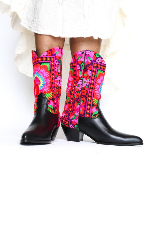 SELINA WESTERN STYLE BOOTS (BLACK) - BANGKOK TAILOR CLOTHING STORE - HANDMADE CLOTHING