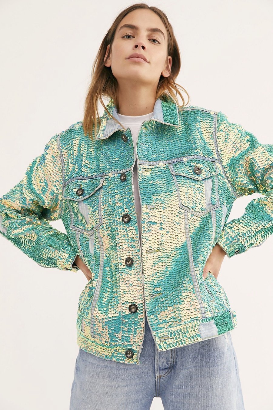 SEQUIN DENIM JACKET DEMI - BANGKOK TAILOR CLOTHING STORE - HANDMADE CLOTHING