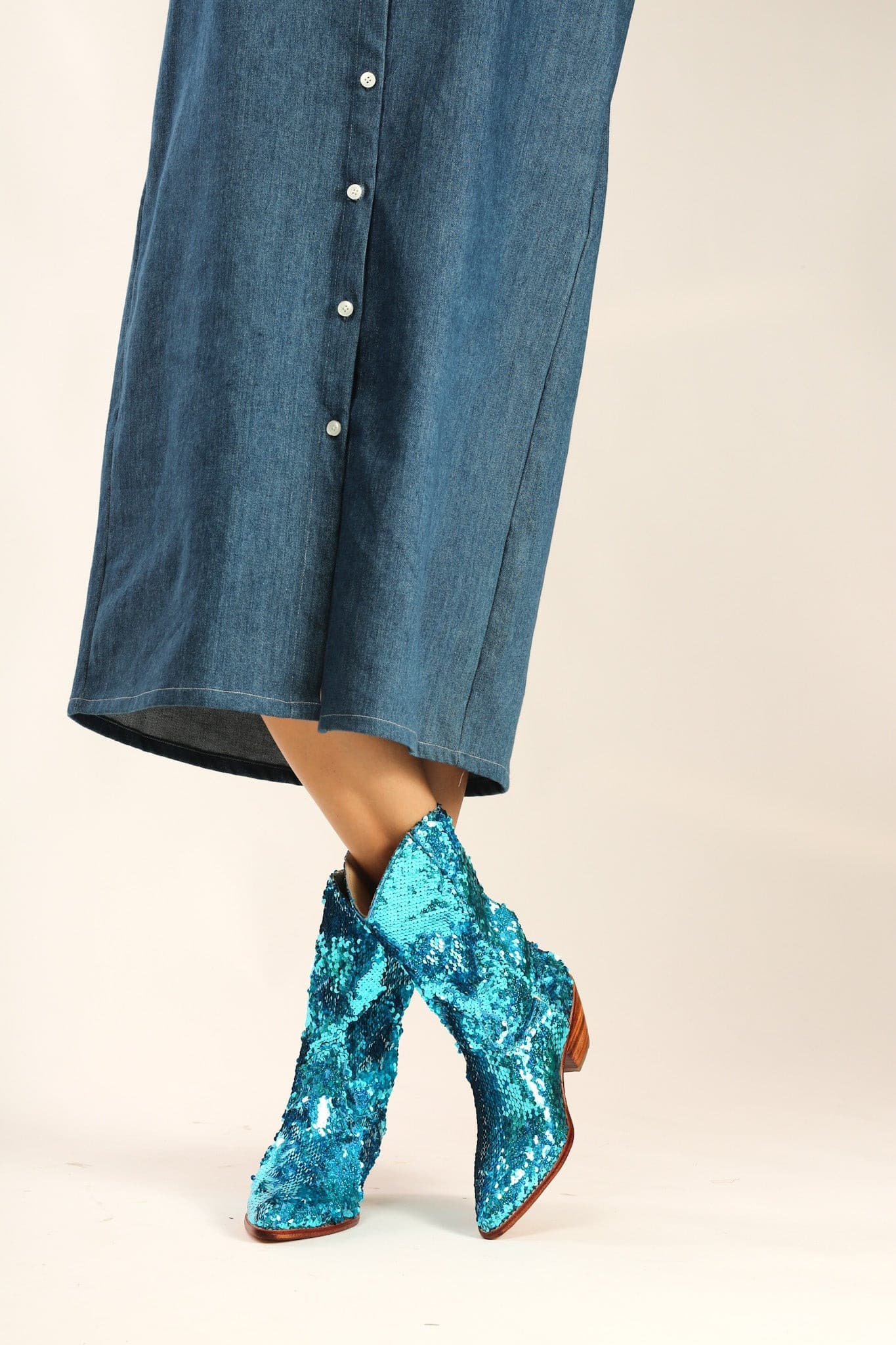 SEQUIN DISCO BOOTS ANNI - BANGKOK TAILOR CLOTHING STORE - HANDMADE CLOTHING