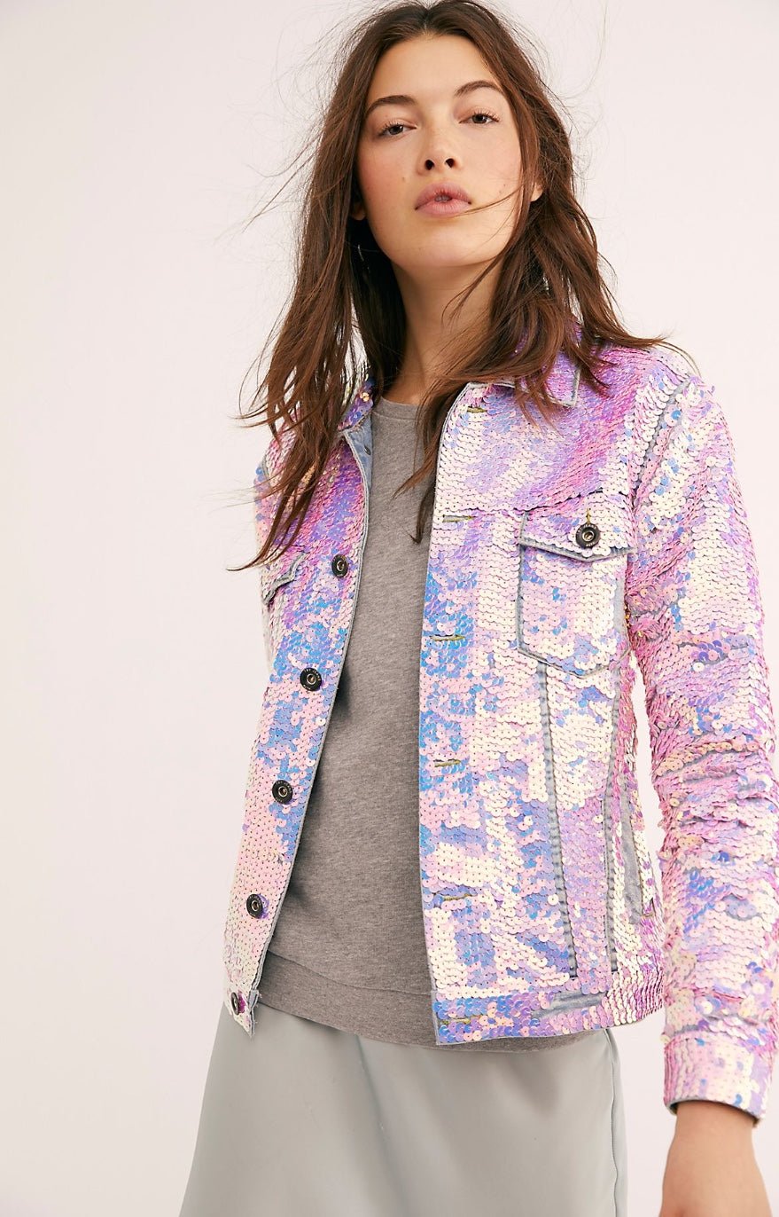 SEQUIN EMBROIDERD DENIM JACKET DEMI - BANGKOK TAILOR CLOTHING STORE - HANDMADE CLOTHING